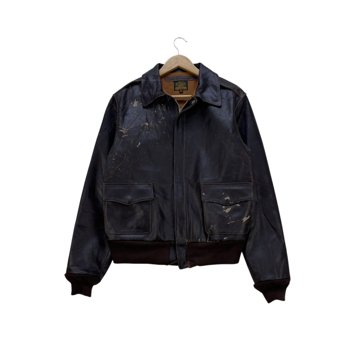 💥Vintage Morgan Air Force Us Army Leather Jacket Type A2