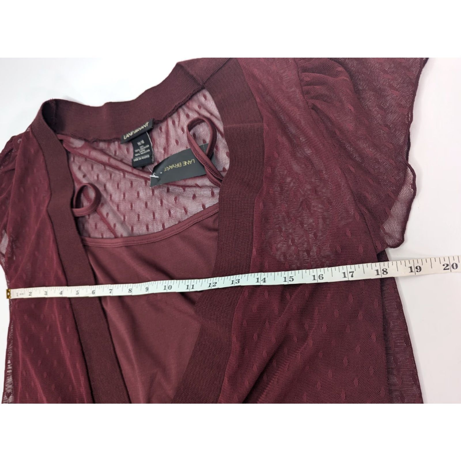 Vintage NWT Lane Bryant Burgundy Deep V-Neck Sheer Blouse With Tank Top Size 14/16 Size XL / US 12-14 / IT 48-50 - 5 Thumbnail