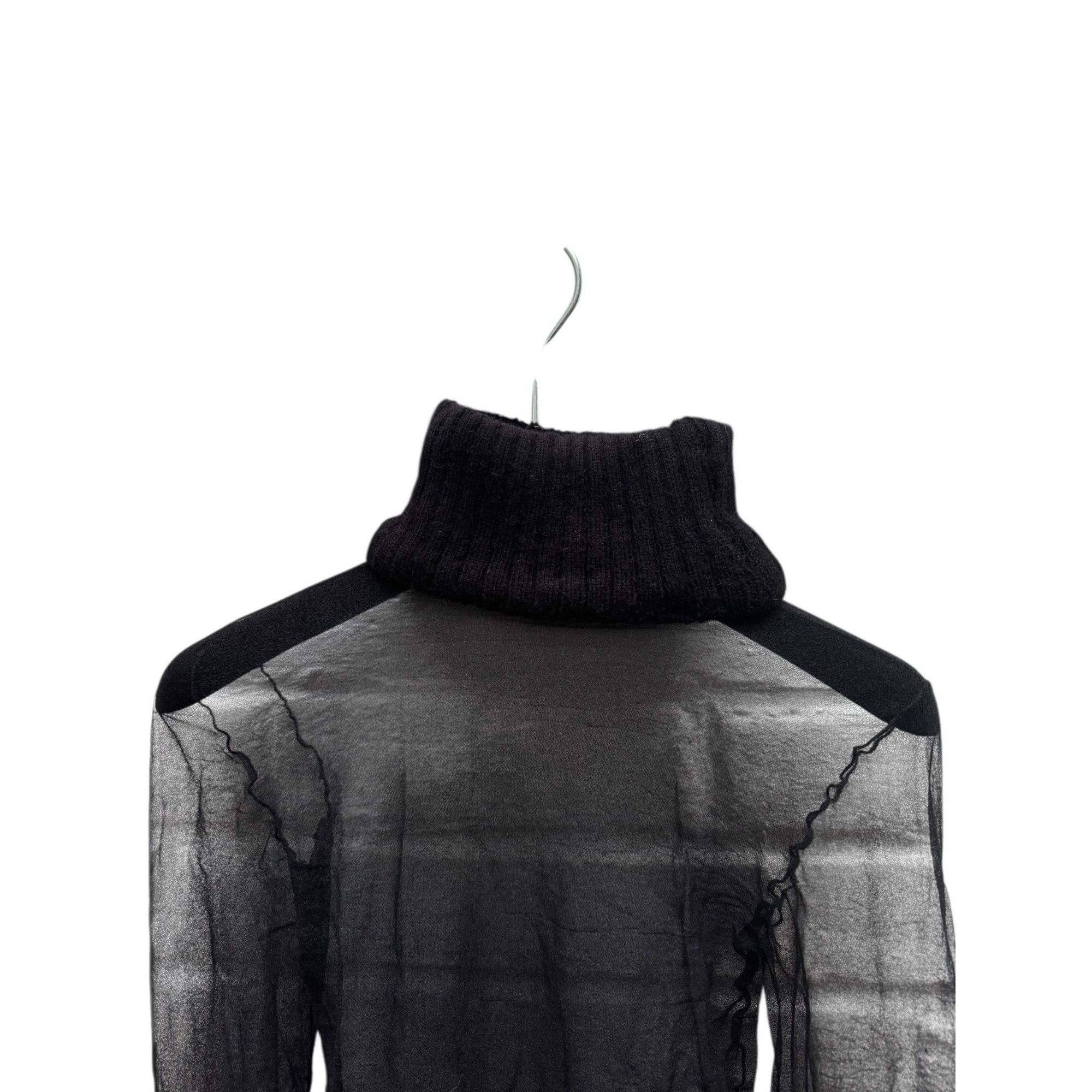 Courreges Vintage 1970s Sheer Black Nylon Rollneck Size XS / US 0-2 / IT 36-38 - 2 Thumbnail