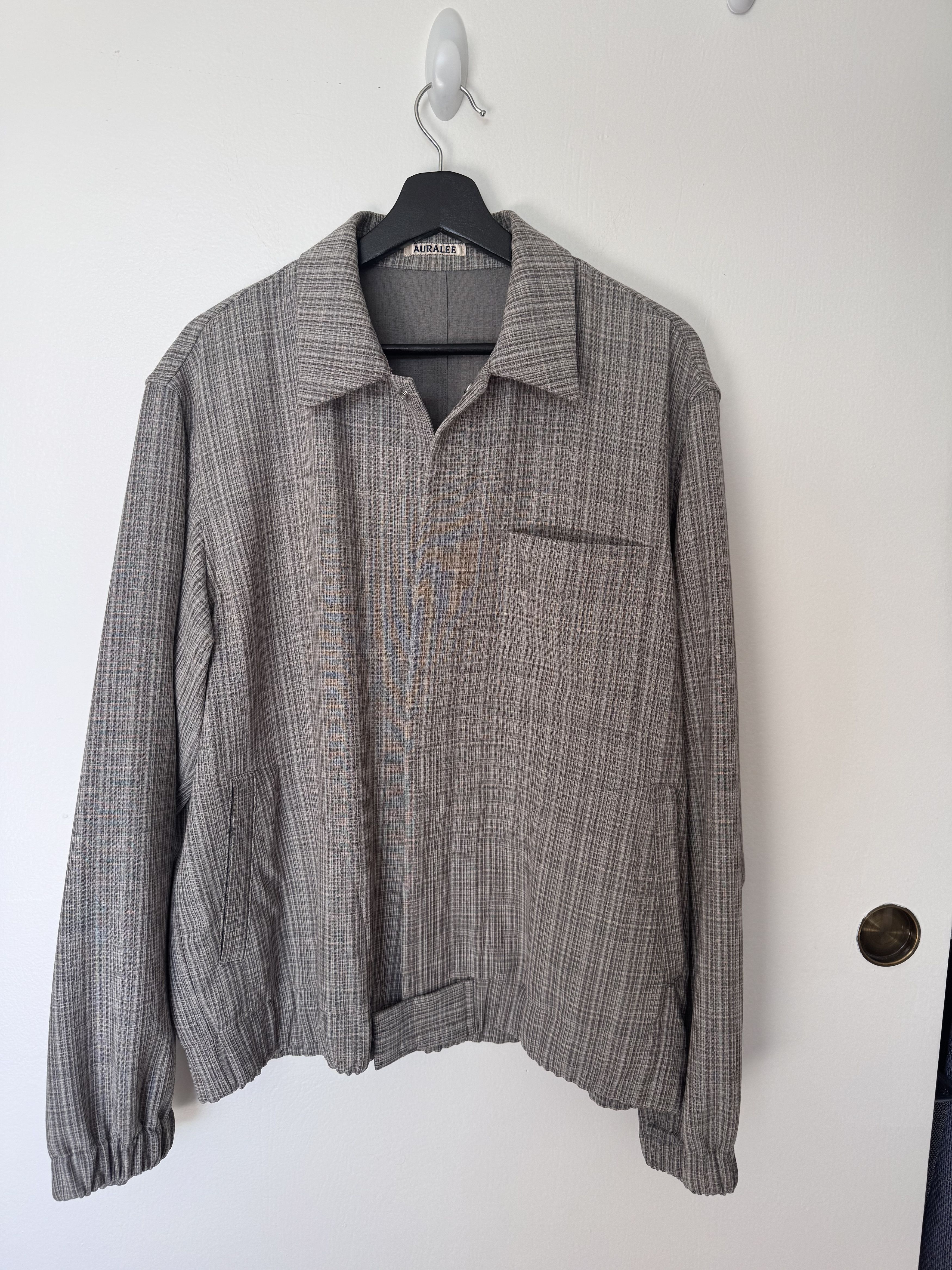 Auralee Hard Twist Wool Double Face Check Blouson | Grailed