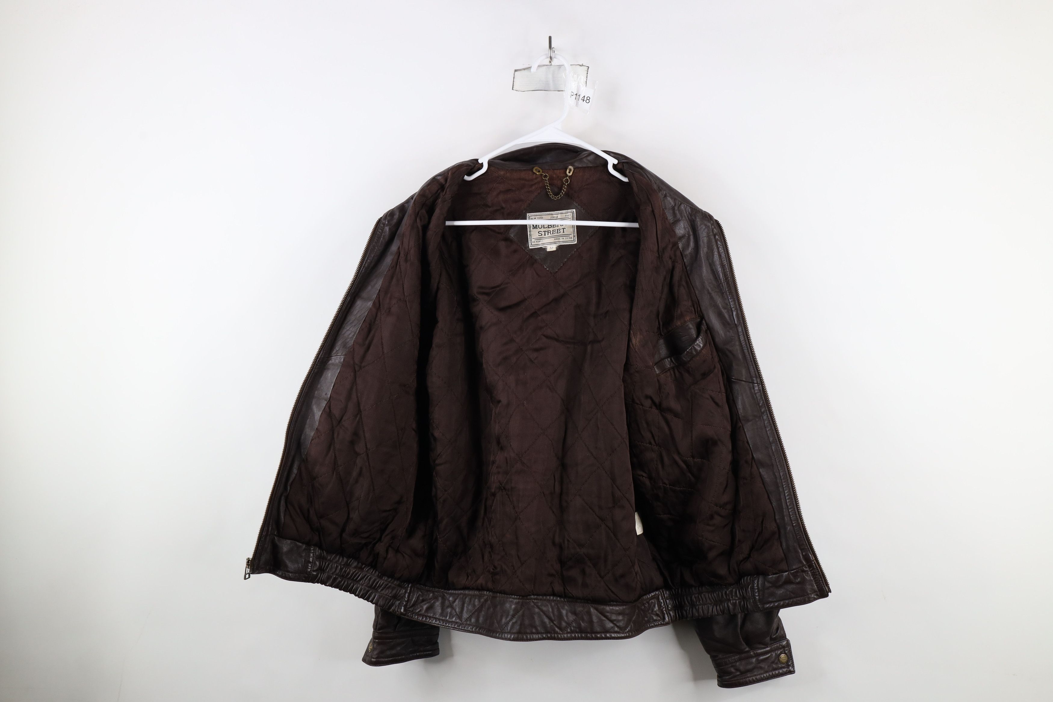 Vintage Vintage 90s Streetwear Quilted Leather Flight Bomber Jacket Size US M / EU 48-50 / 2 - 9 Thumbnail