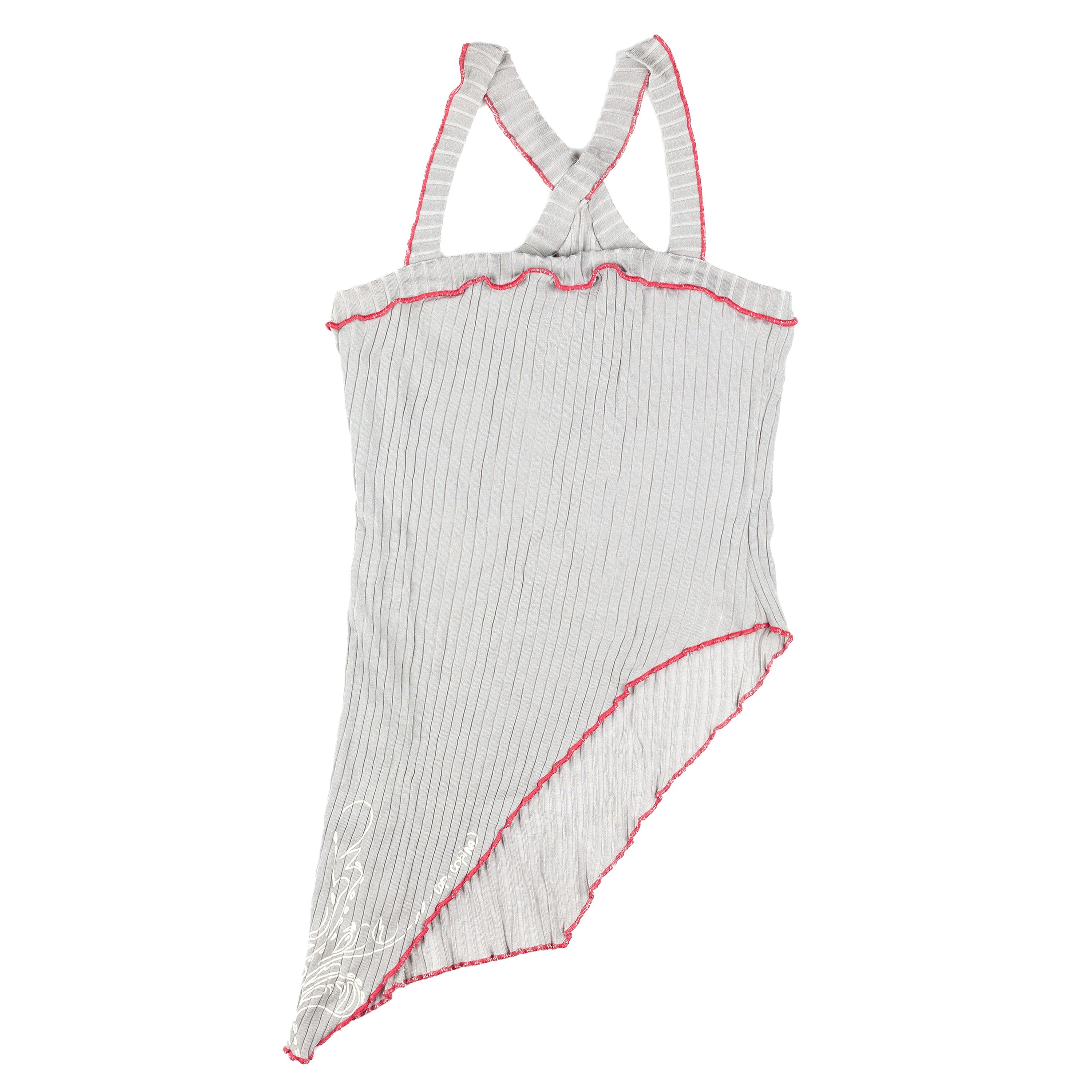 Cop Copine Cop Copine Asymmetrical Grey Ribbed Vintage Top (M) Size M / US 6-8 / IT 42-44 - 1 Thumbnail