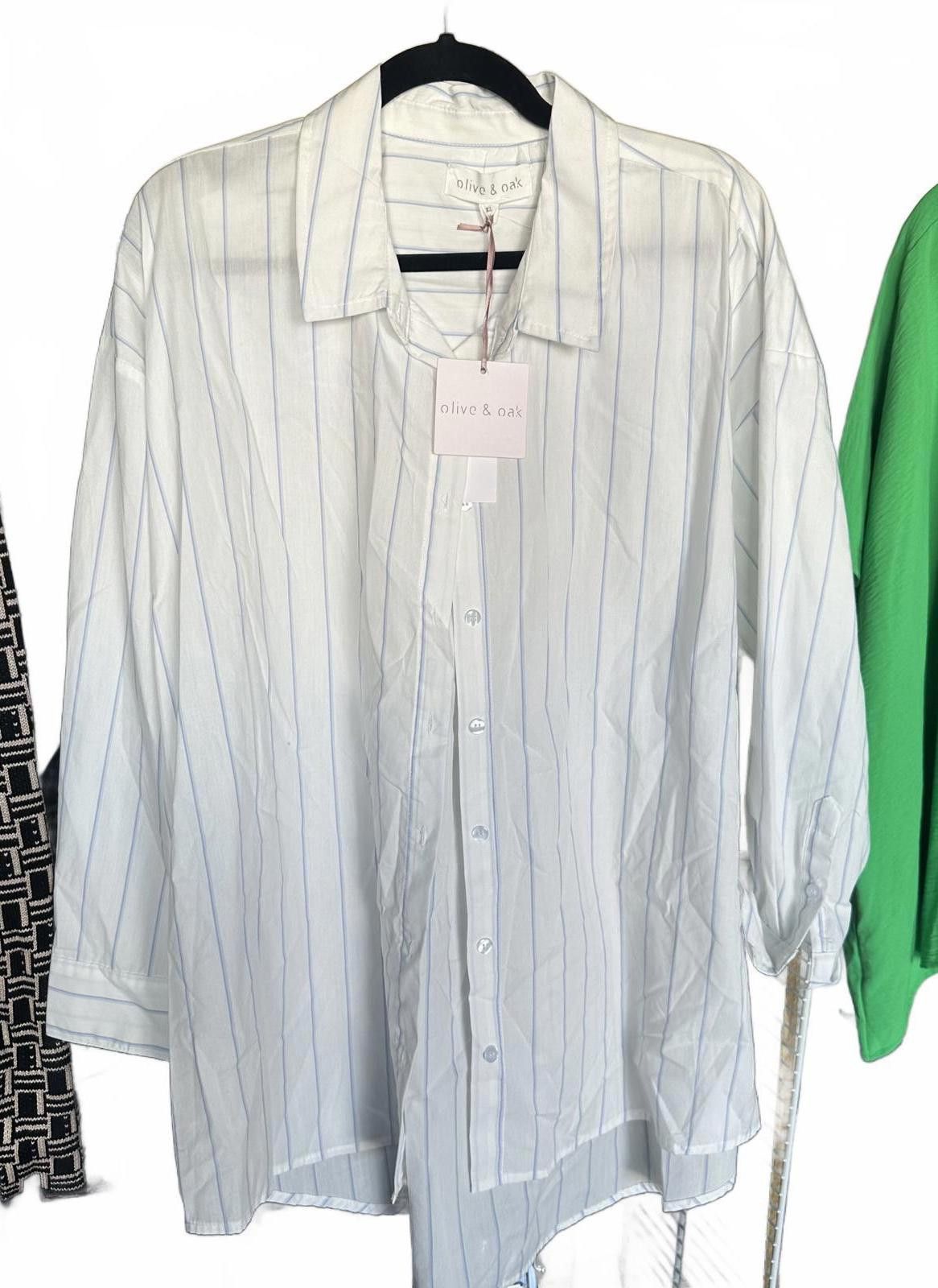 Designer Olive & Oak Striped Button-Up Shirt xl Size XL / US 12-14 / IT 48-50 - 1 Thumbnail