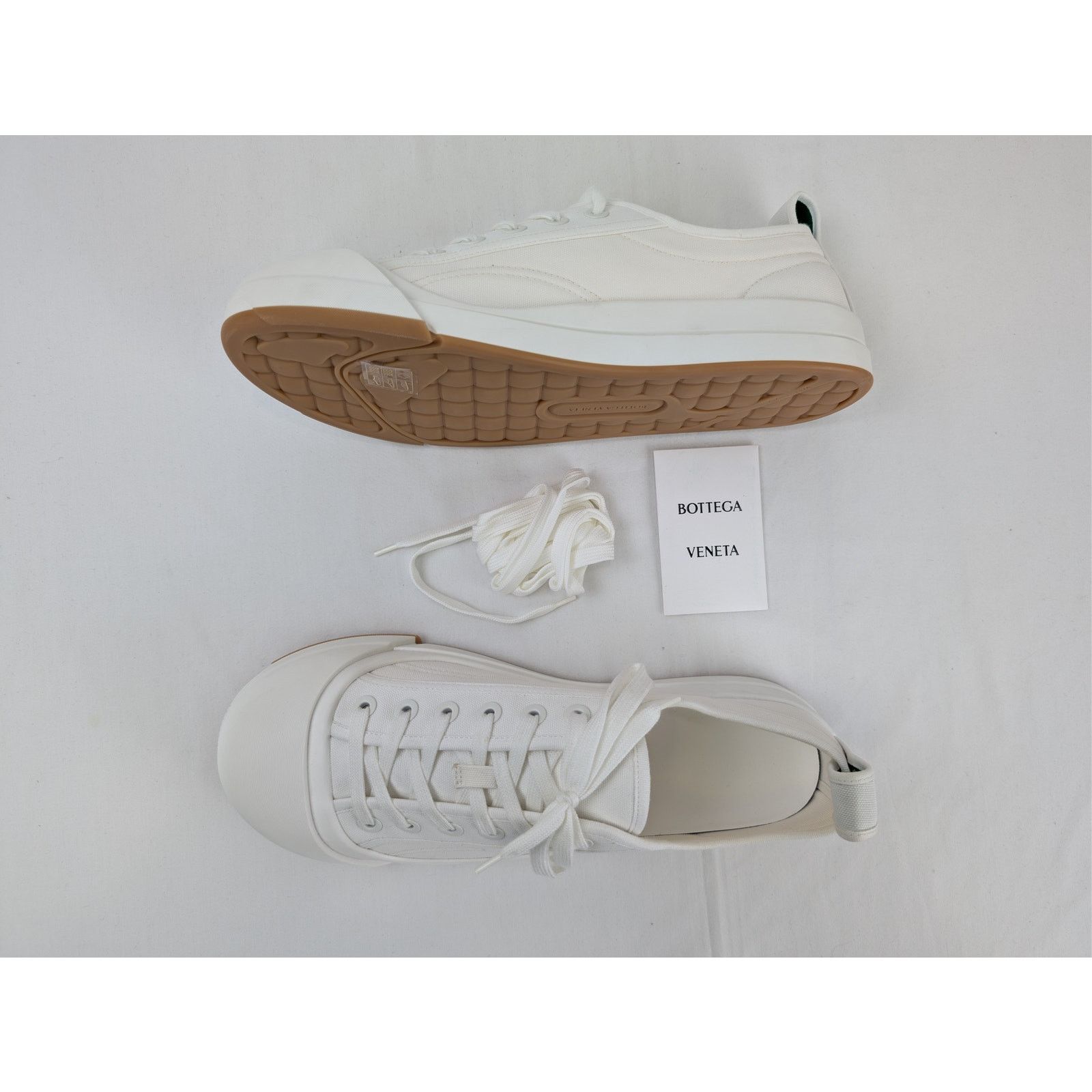 Bottega Veneta o1rshd1 Canvas Vulcan Low top Sneaker in Optic White Size US 12 / EU 45 - 1 Thumbnail