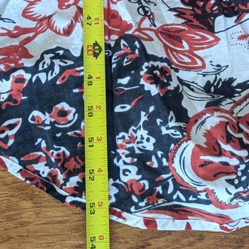 Vintage Willow Ridge Floral Print Maxi Dress Sleeveless White Black Red 2XL Bohemian Handkerchief Hem Casual Womens Size XXL / US 16-18 / IT 52-54 - 7 Thumbnail