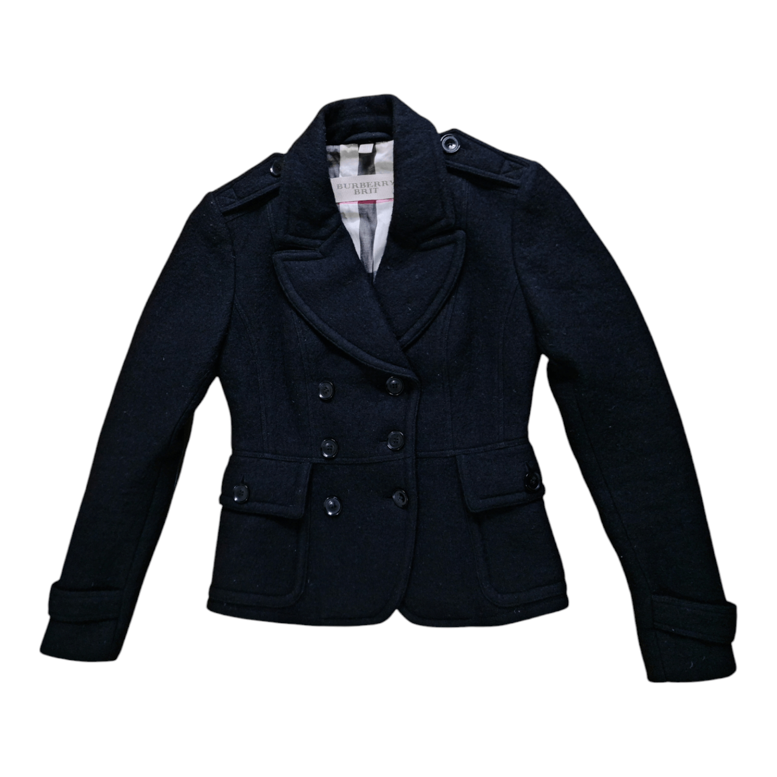 Burberry Burberry Brit Women Plaid PeaCoat nova check Blend Short Size S / US 4 / IT 40 - 1 Thumbnail