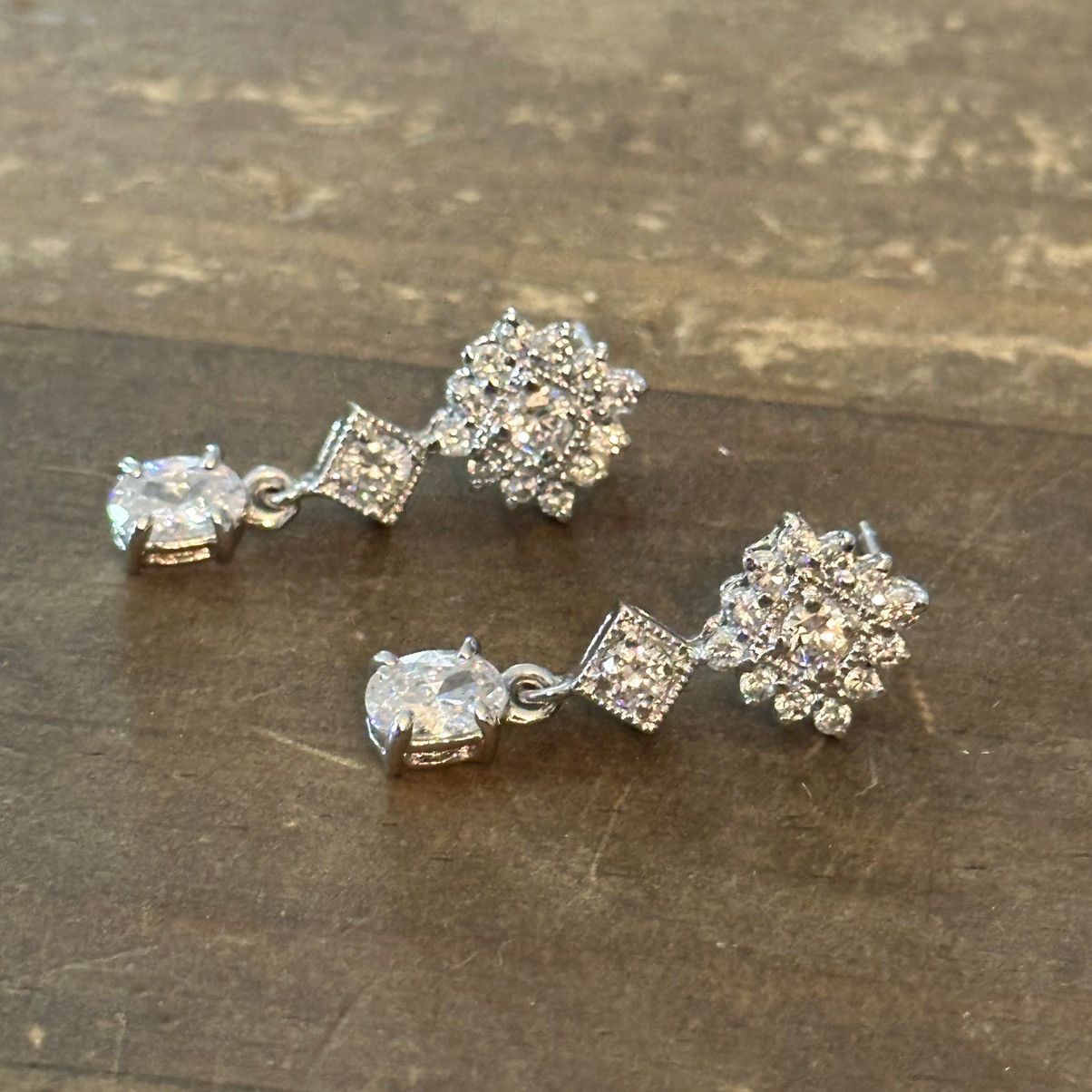 Other FAS signed silver tone CZ dangle post earrings Size ONE SIZE - 4 Thumbnail
