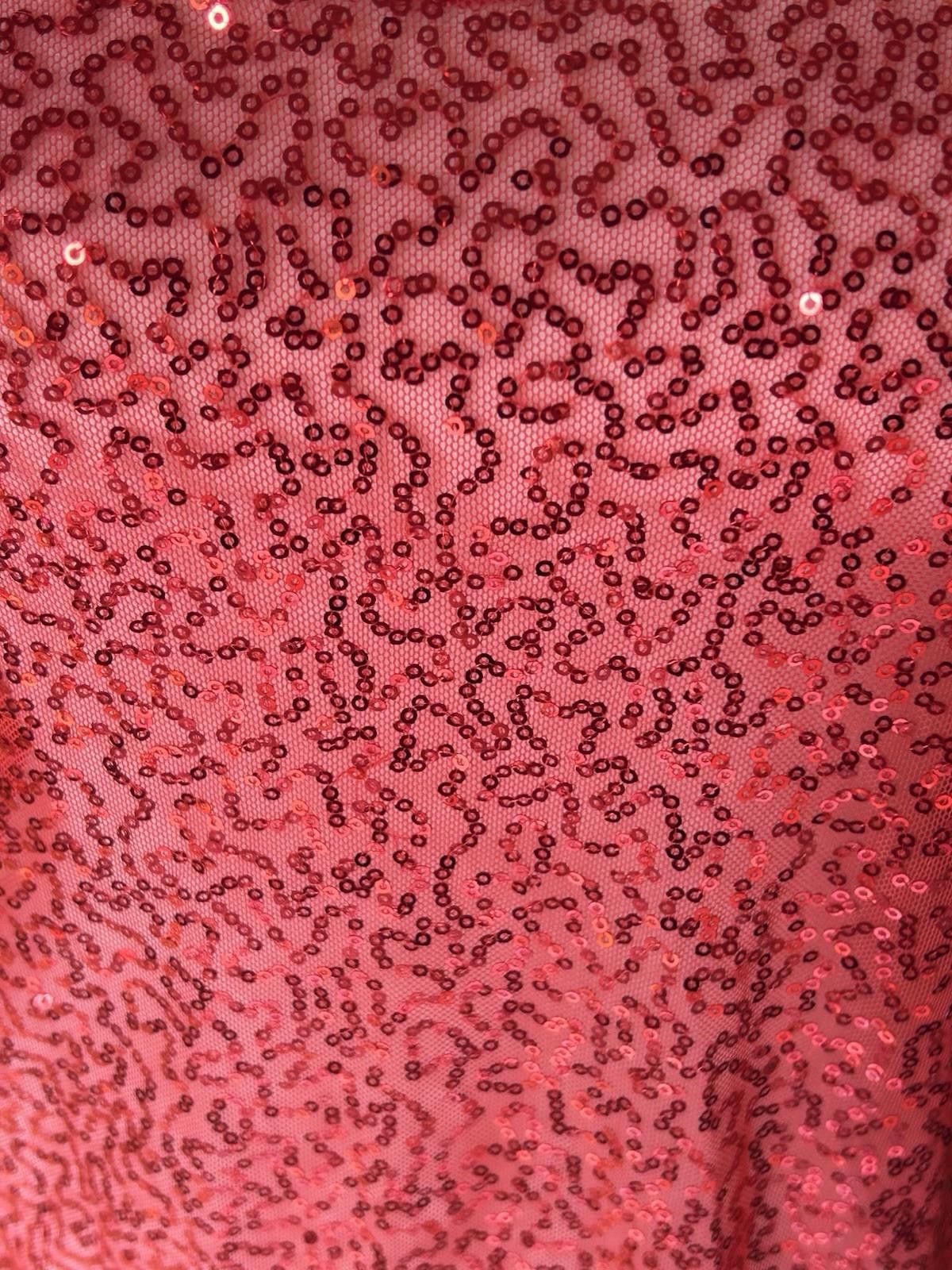Other Tank Top Orange Red Sequins Sheer Sleeveless Stretch Mermaid Size L / US 10 / IT 46 - 2 Thumbnail