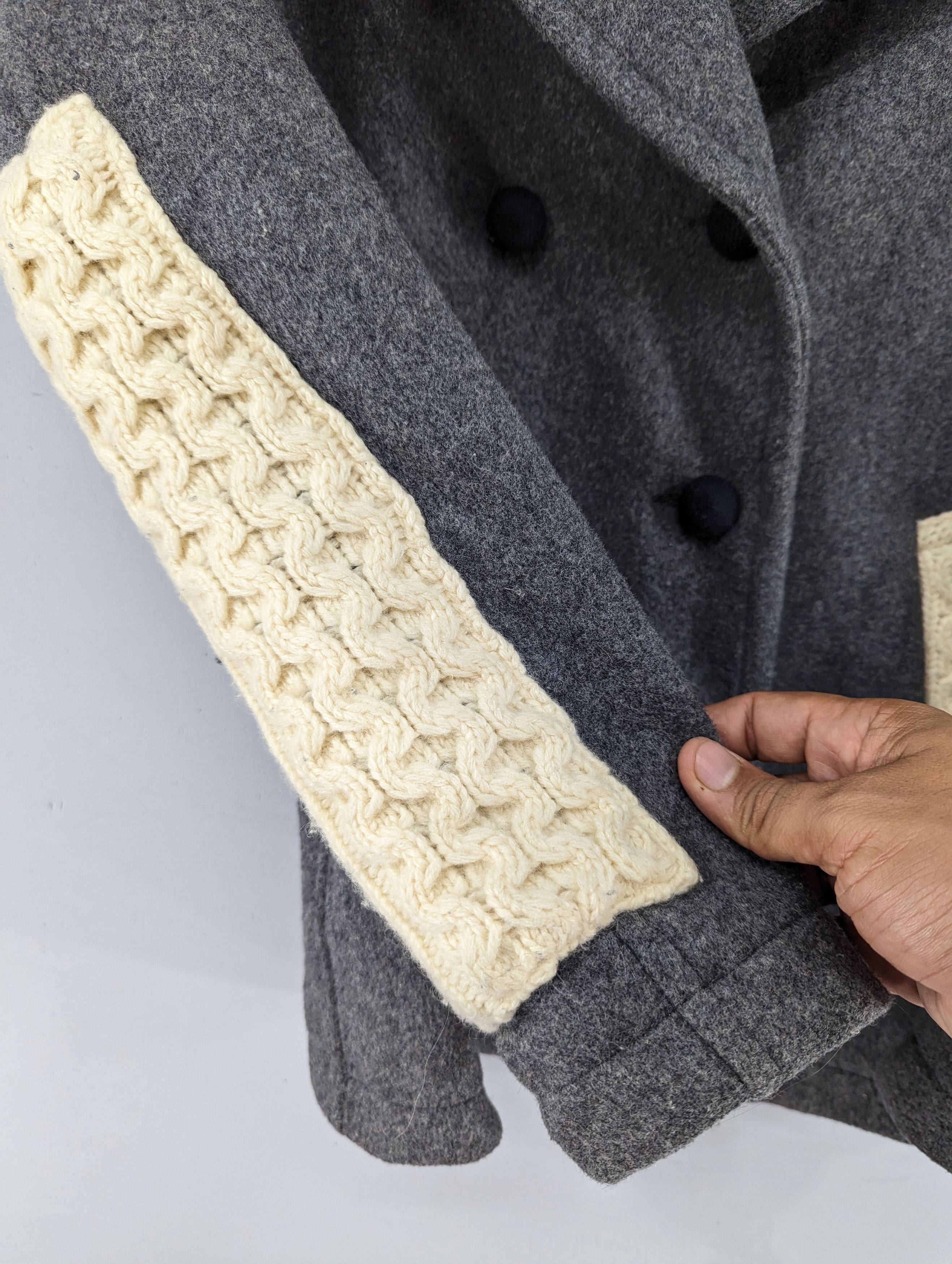 Designer Blanc Basque Wool/Cable Knit Double Breasted Coat Jacket Size XS / US 0-2 / IT 36-38 - 5 Thumbnail