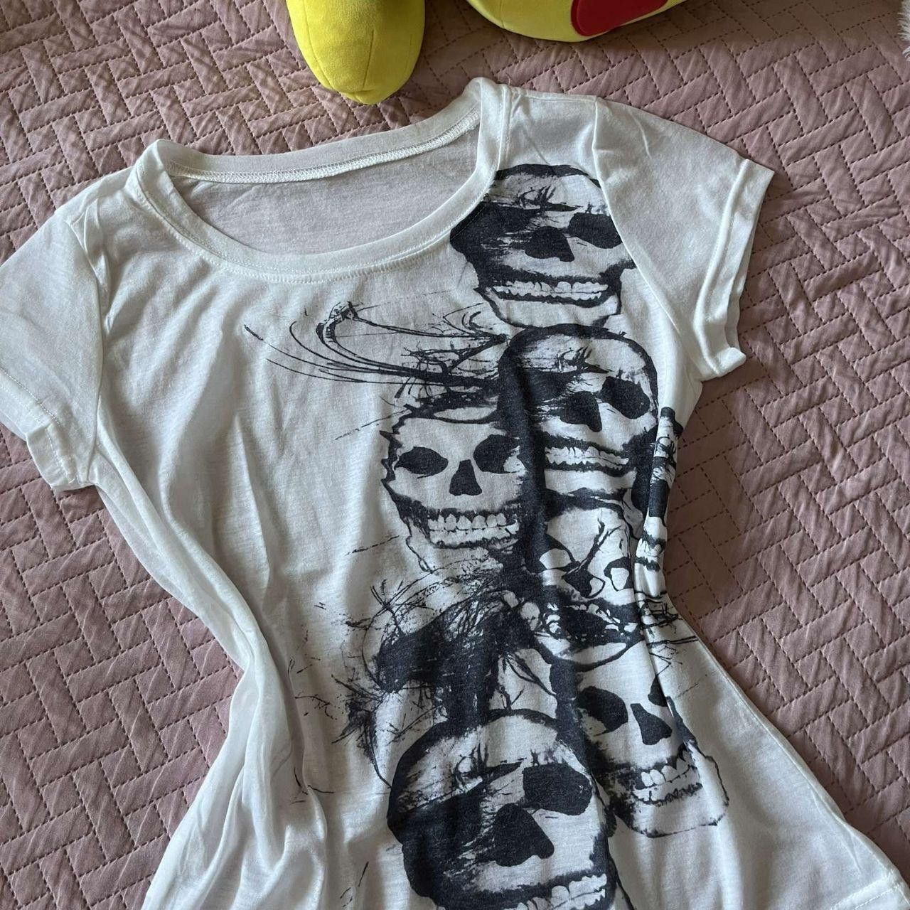 Other Y2K White Skull Translucent Shirt Size M / US 6-8 / IT 42-44 - 1 Thumbnail