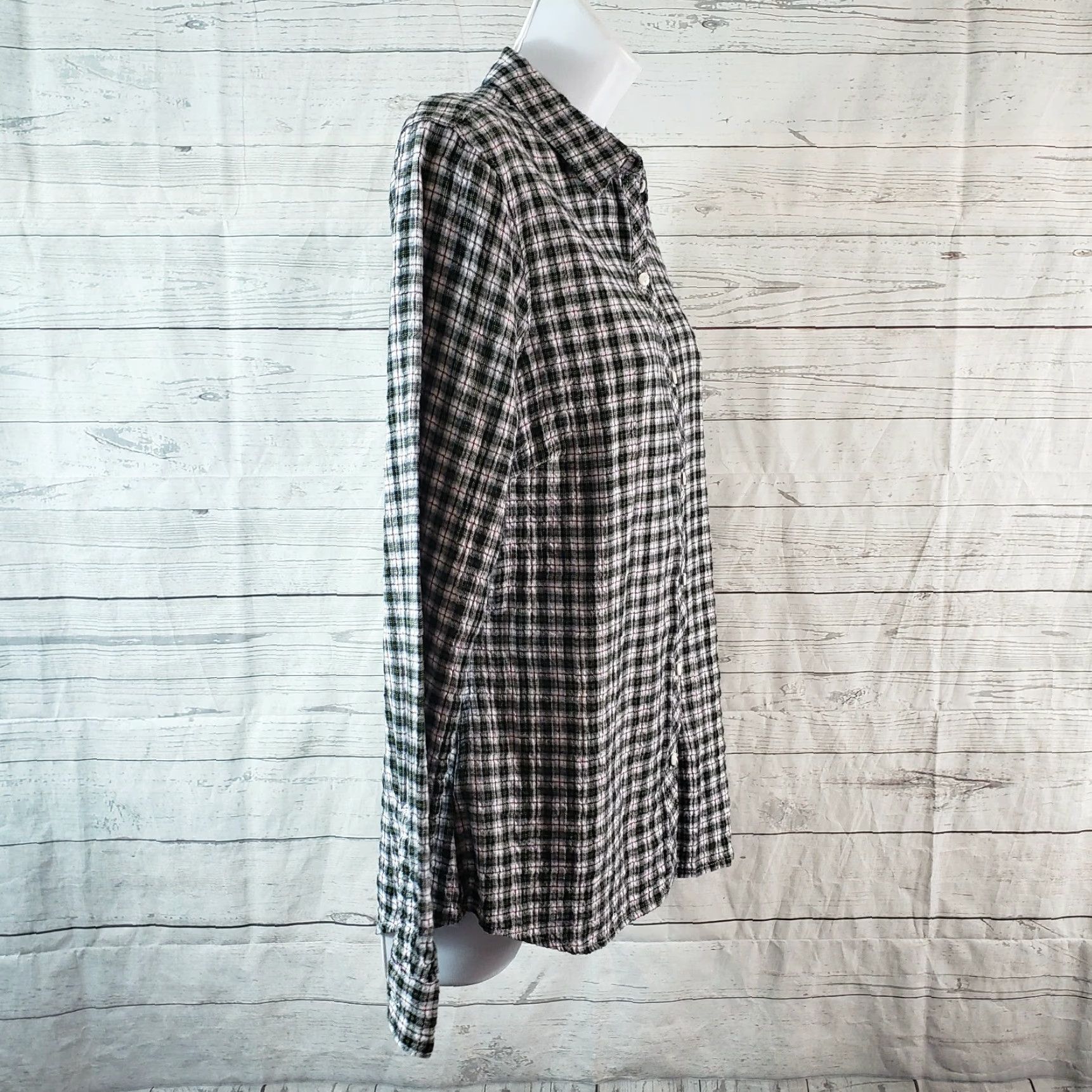 Eddie Bauer Eddie Bauer Womens Button Front Shirt Sz Small Black Green Plaid Long Sleeve Shirt Womens Small Multicolor Button-Up Size S / US 4 / IT 40 - 3 Thumbnail