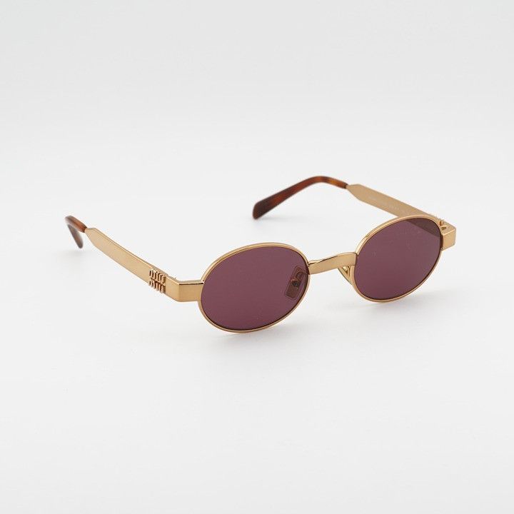Miu Miu Miu Miu MUB51S 7OE30Y Sunglasses Brass Oval Frame Size ONE SIZE - 6 Thumbnail
