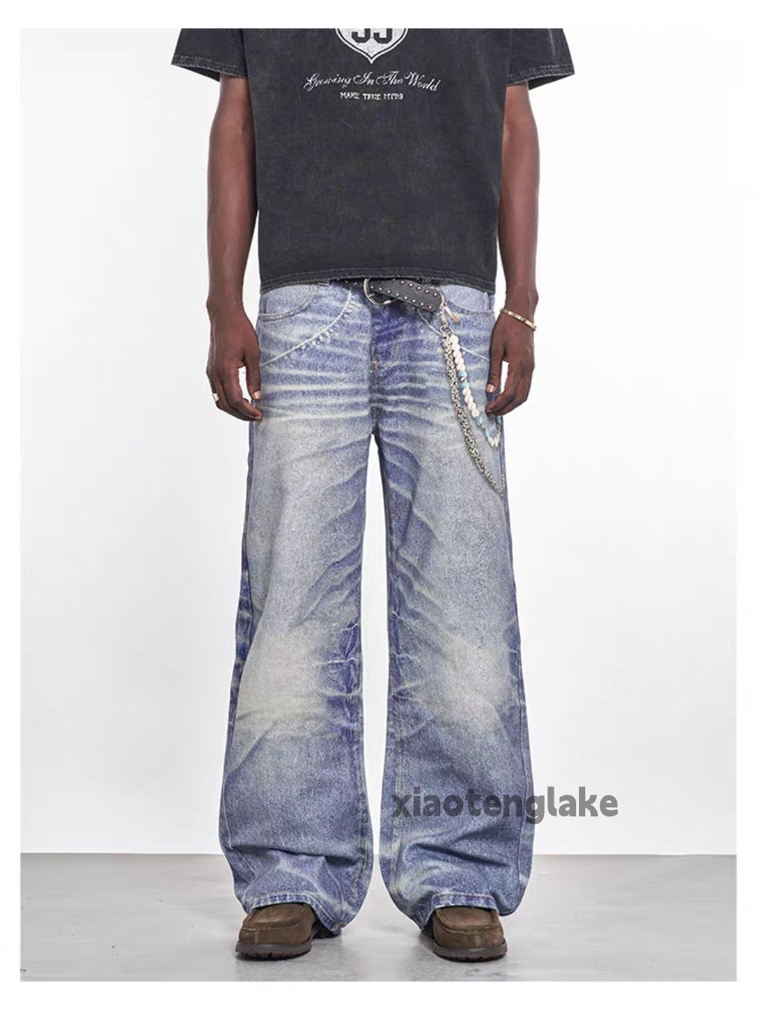 Vintage Custom washed faded loose baggy skate hiphop jeans Size US 34 / EU 50 - 2 Thumbnail