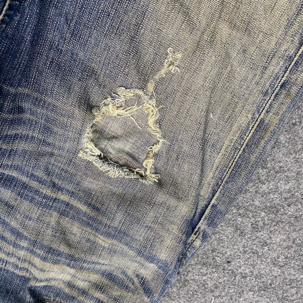 Edwin 💥Best Offer💥Vintage Edwin Blue Trip Distressed Denim Size US 31 - 9 Thumbnail