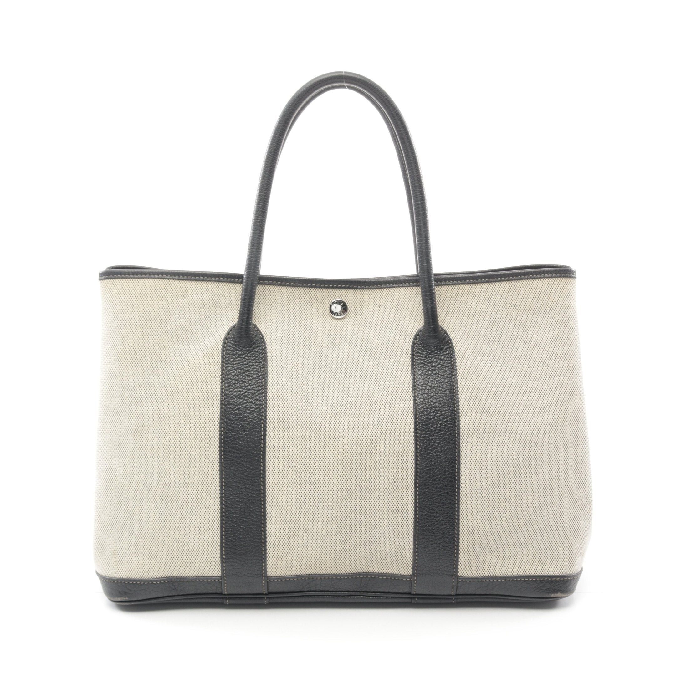 Hermes Hermes Garden Party Pm Natural Handbag Tote Bag Toile Ash Leather Beige Black Silver Hardware □J Carved Stamp Size ONE SIZE - 1 Thumbnail