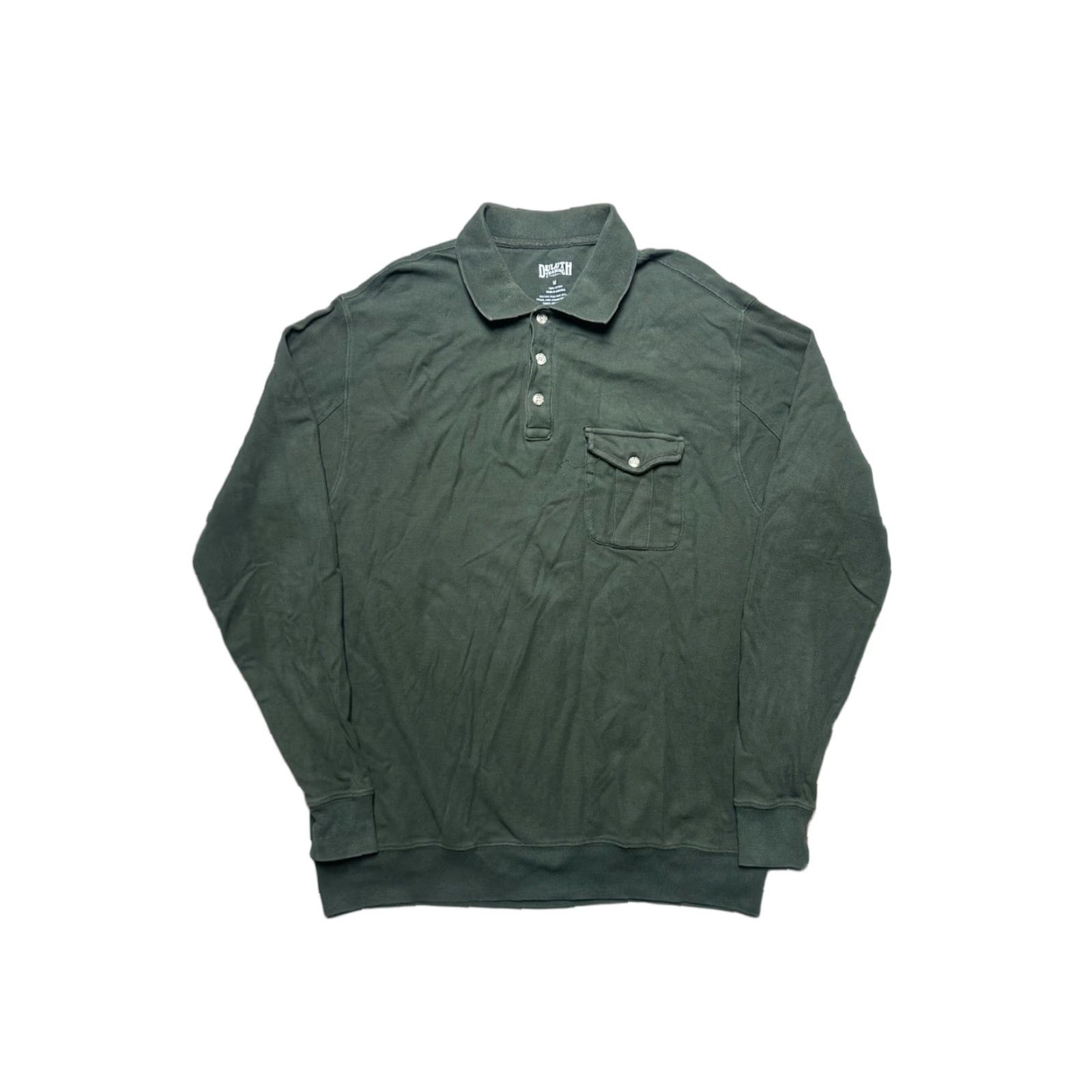 CO Duluth Trading Co Long Sleeve Polo Shirt Cotton Heavy One Pocket Green Medium Mens Polo Shirt Size US M / EU 48-50 / 2 - 1 Thumbnail