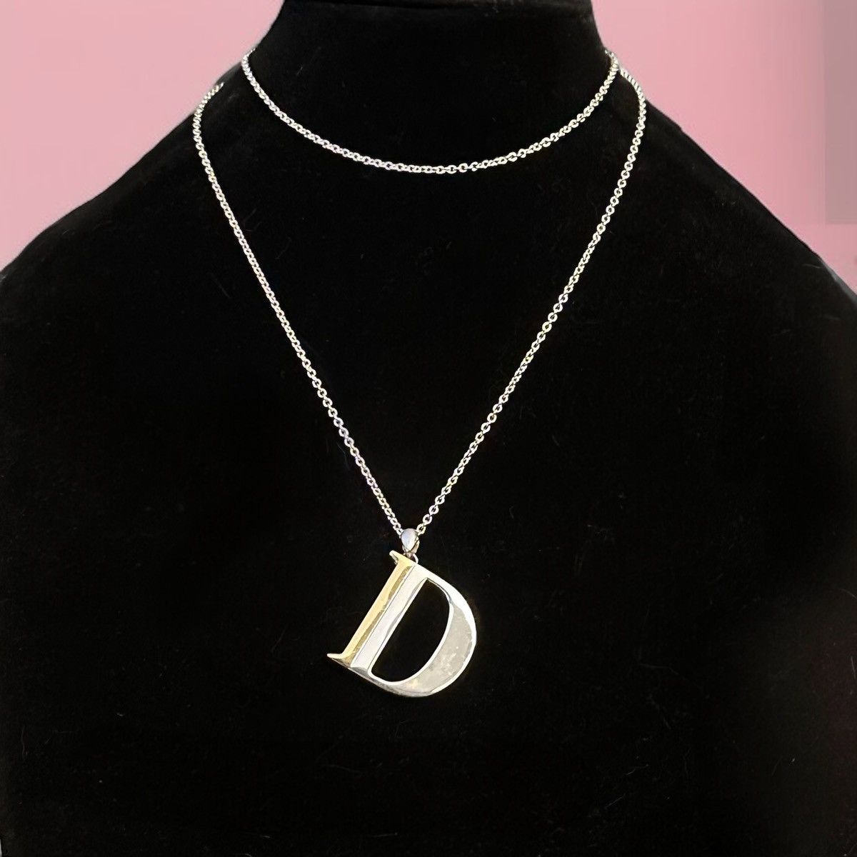 Other Long silver tone two tone initial letter D pendant necklace Size ONE SIZE - 1 Thumbnail