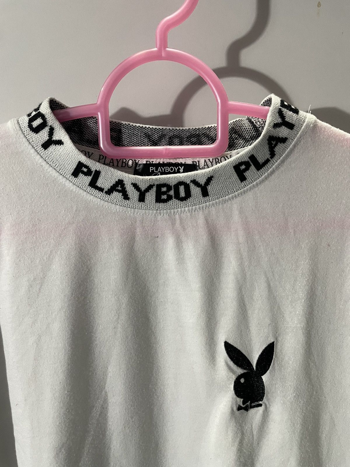Playboy × Vintage Playboy Crop top shirt embroidery logo Neck logo Size L / US 10 / IT 46 - 2 Thumbnail