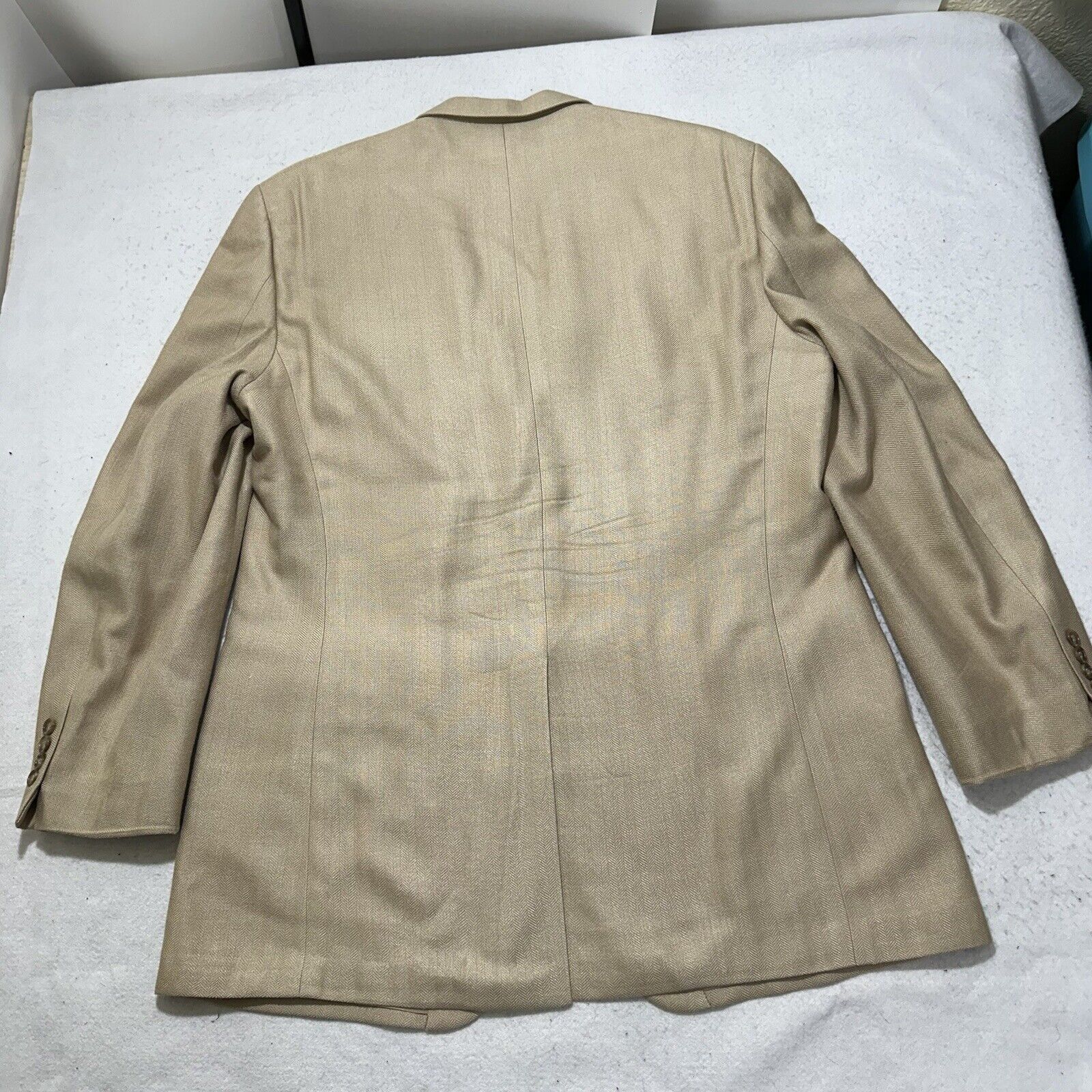 Haggar Haggar Black Label 44L Silk Beige Herringbone Suit Jacket Size 44L - 14 Thumbnail