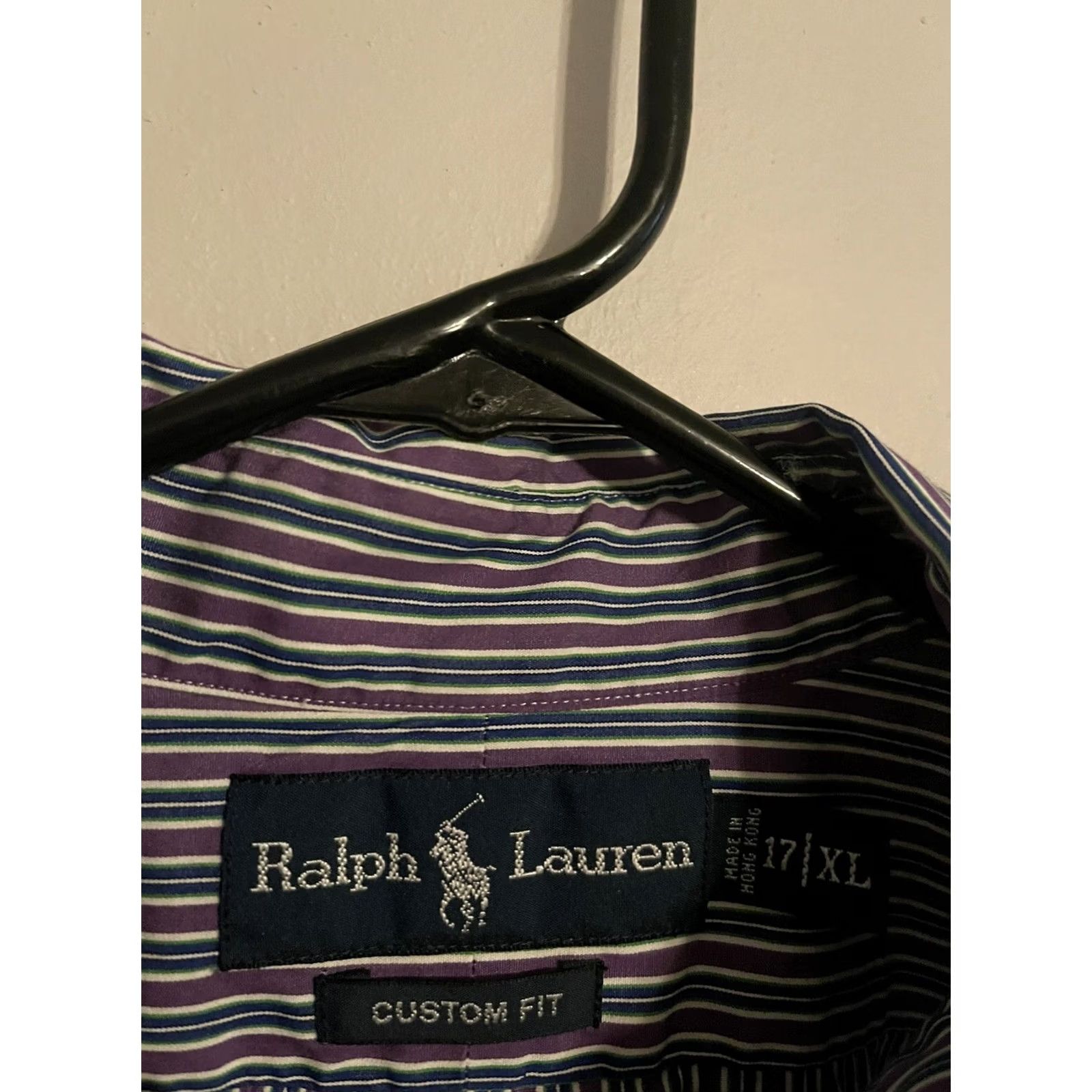 Polo Ralph Lauren Polo Ralph Lauren Custom Fit Shirt XL Purple Striped Casual Button Up Men's 17 Size US XL / EU 56 / 4 - 4 Thumbnail