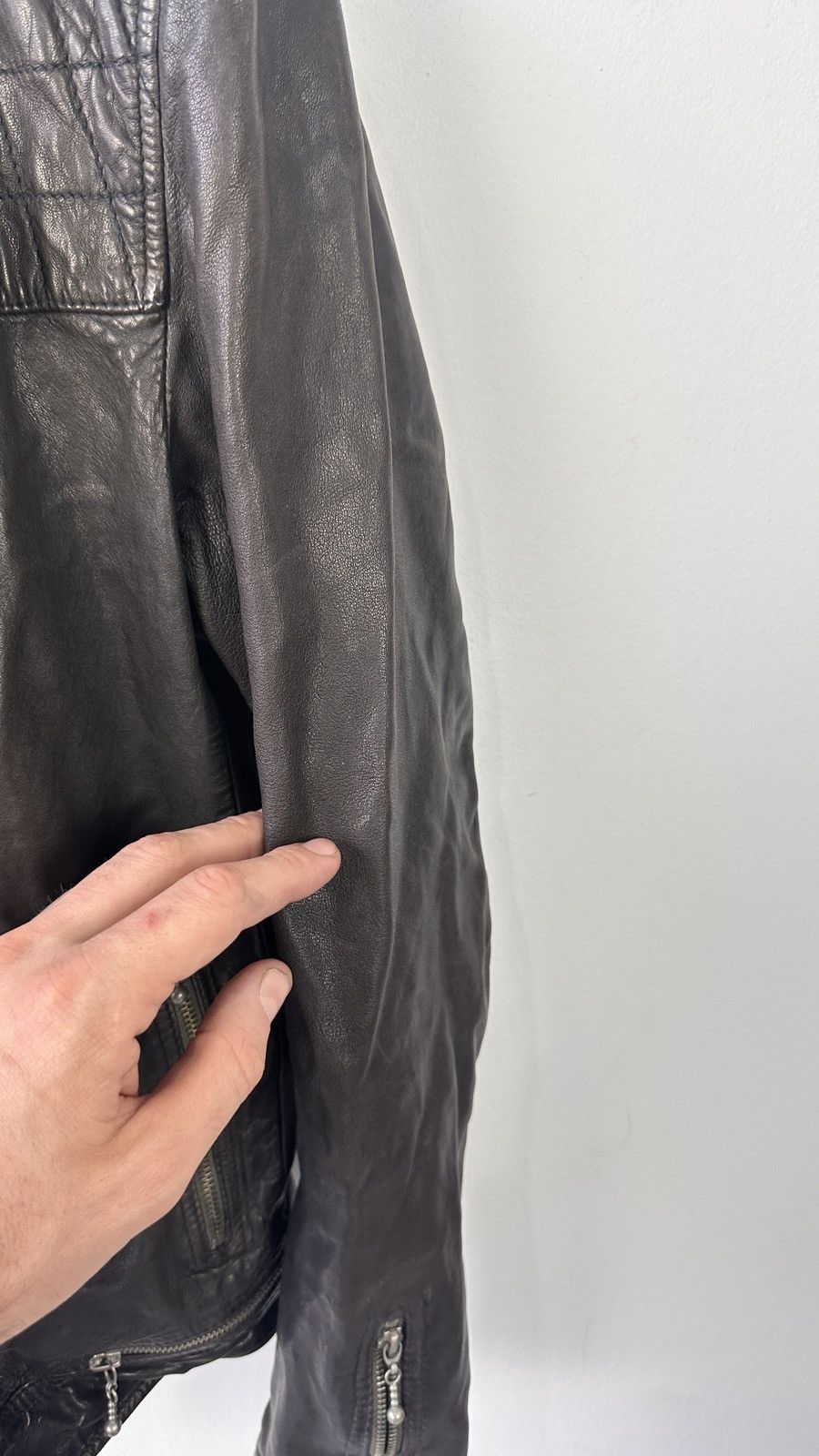 Allsaints AllSaints Conroy Men Leather Biker Jacket Quilted Double Zip Size US L / EU 52-54 / 3 - 23 Thumbnail