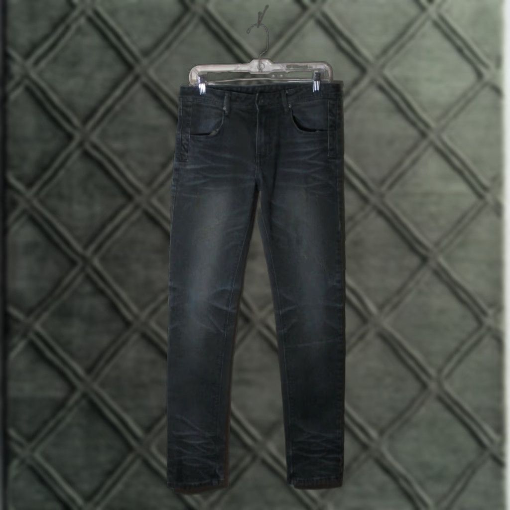 Denime D Sound Men’s Skinny Denim Jeans 32W 32L Black 32x32 Slim 5-Pocket Zip Button Jeans Men's Denims Skinny Size US 32 / EU 48 - 1 Thumbnail