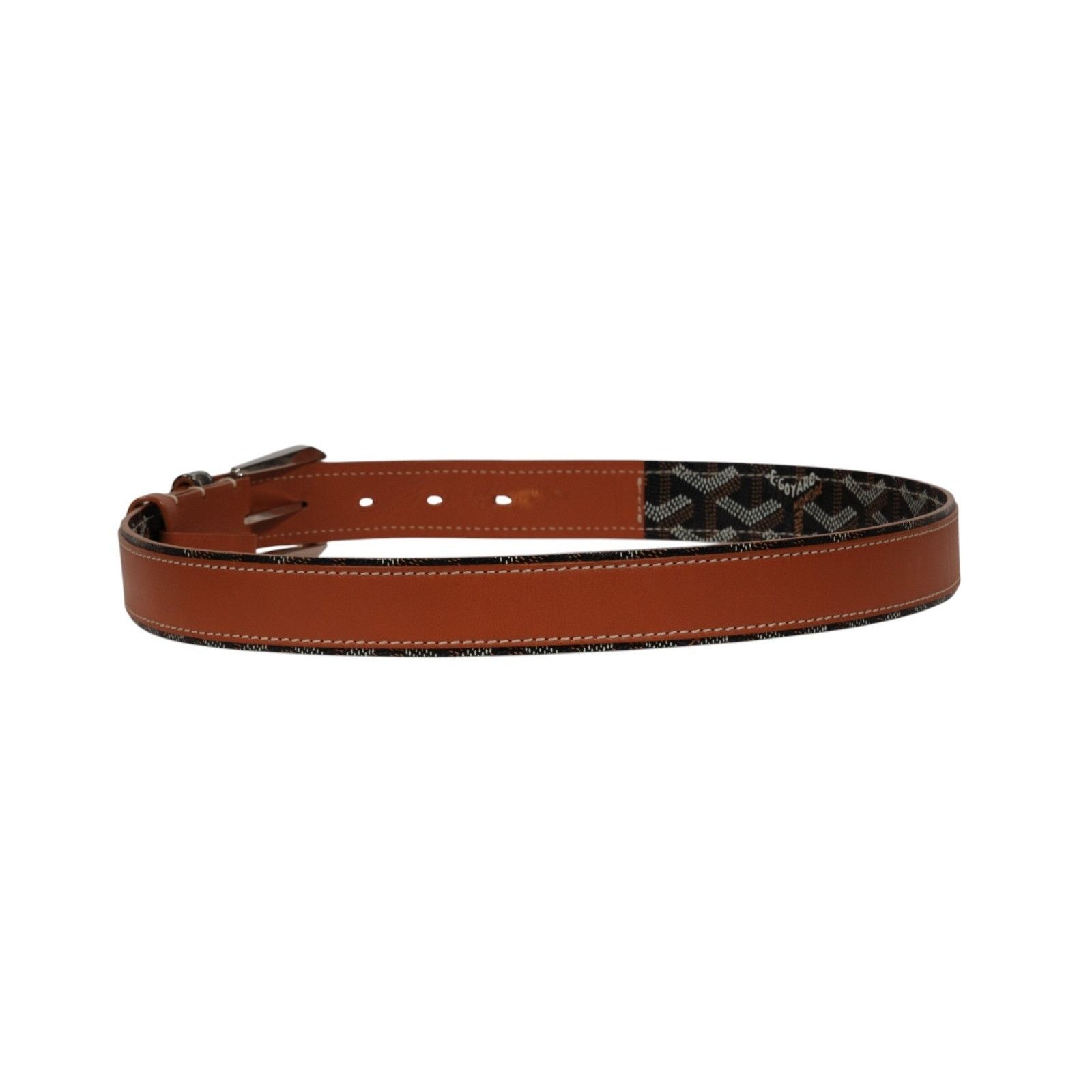 Goyard Fregate Belt 95 33 34 Black Brown Leather Goyardine - 02611 Size 34 - 7 Thumbnail