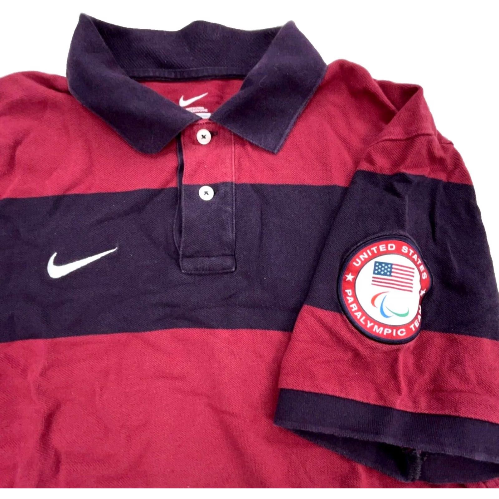 Nike Nike Polo Shirt Men XL Red Purple Striped Colorblock USA Paralympic Team Rugby Size US XL / EU 56 / 4 - 2 Thumbnail