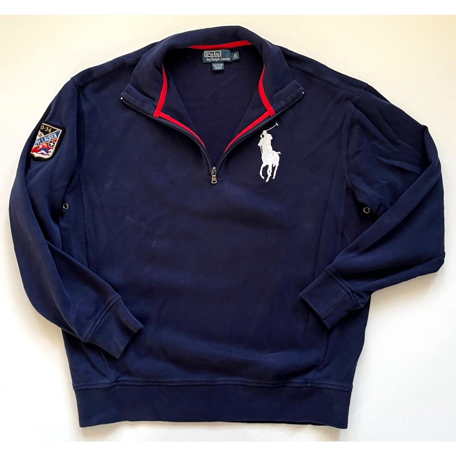 Polo Ralph Lauren VINTAGE Polo Ralph Lauren Sweater 1/4 Zip Pullover Ski Patch Navy Blue LT Large Tall Mens Size US L / EU 52-54 / 3 - 4 Thumbnail