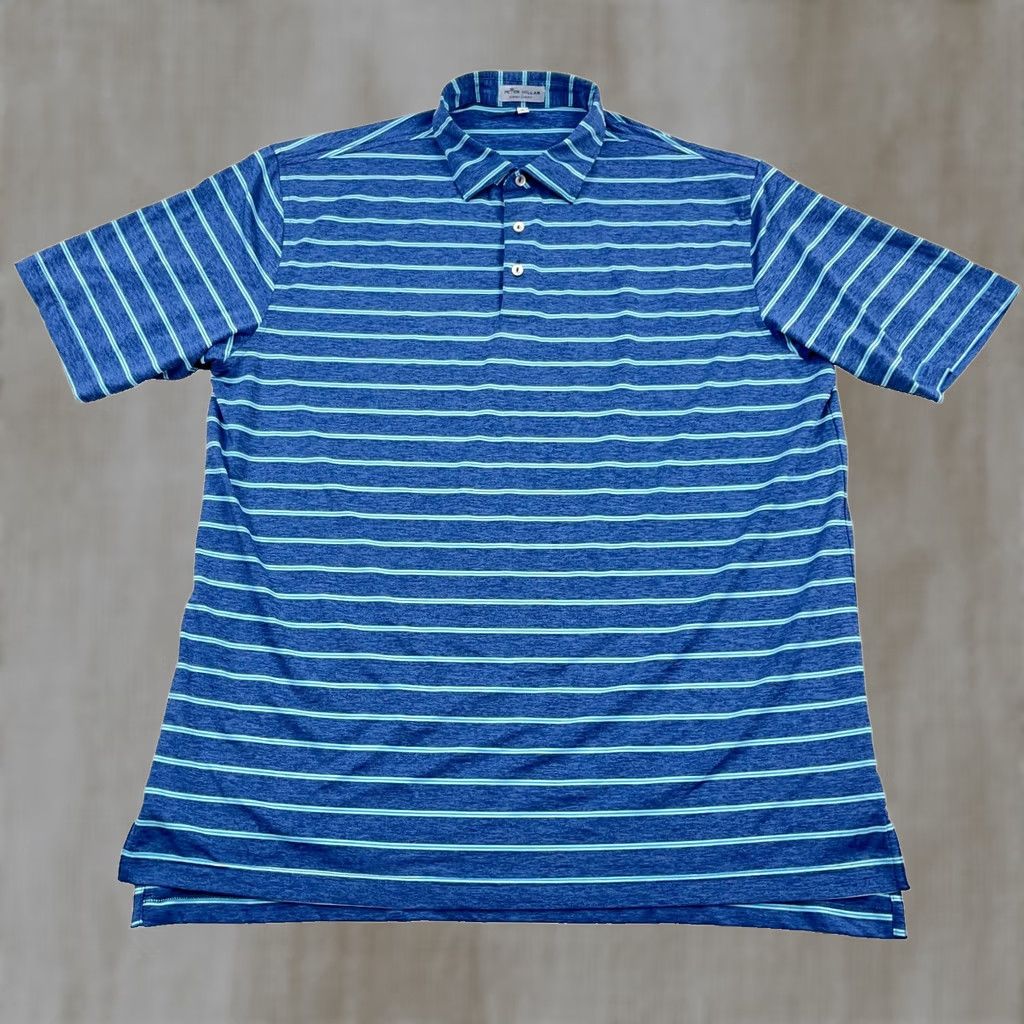 Peter Millar Peter Millar Polo Shirt Men XL Blue Striped Summer Comfort Crown Performance A58 Size US XL / EU 56 / 4 - 1 Thumbnail