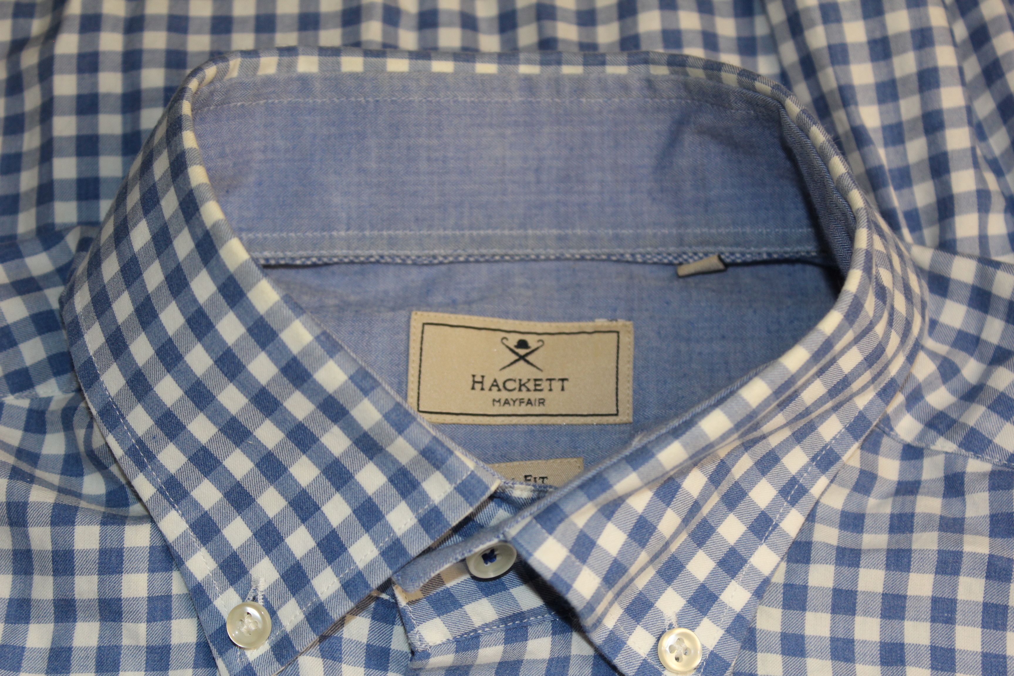 Hackett Hackett Myfair Long Sleeve Blue Check Shirt Size US L / EU 52-54 / 3 - 6 Thumbnail