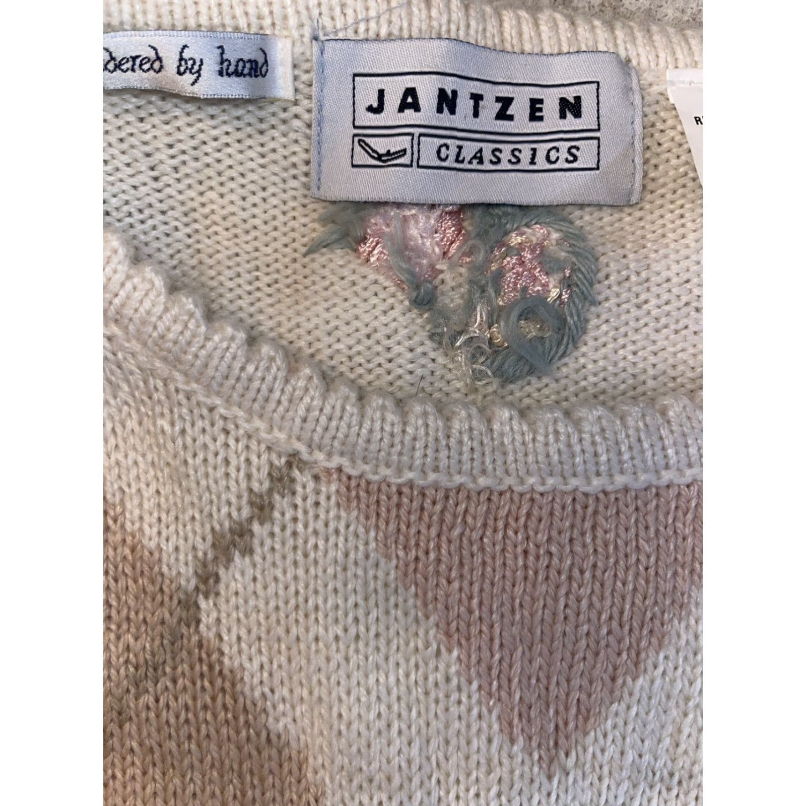 Jantzen VTG Hand Embroidered Jantzen Classics Floral Sweater Cottage Granny Core Sz L Size L / US 10 / IT 46 - 4 Thumbnail