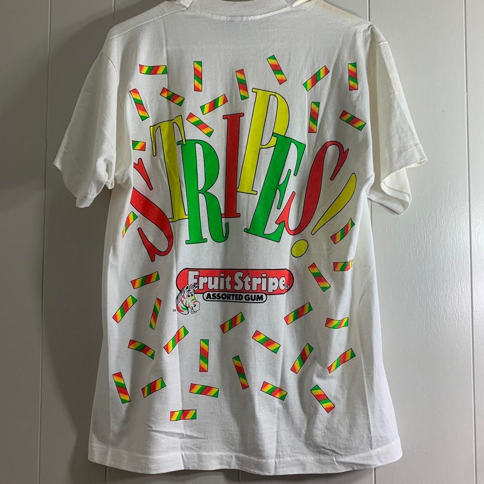 Other vintage 1987 FRUIT STRIPES GUM single stitch AOP tee shirt L Size US L / EU 52-54 / 3 - 8 Thumbnail