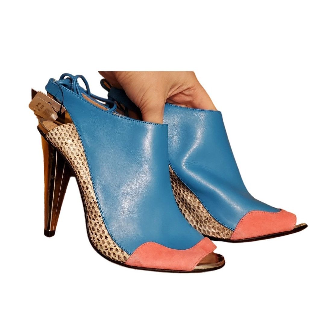 Roland Mouret Roland Mouret Bright Blue Peep Toe Heels Size 40 EU Size US 9 / IT 39 - 8 Thumbnail