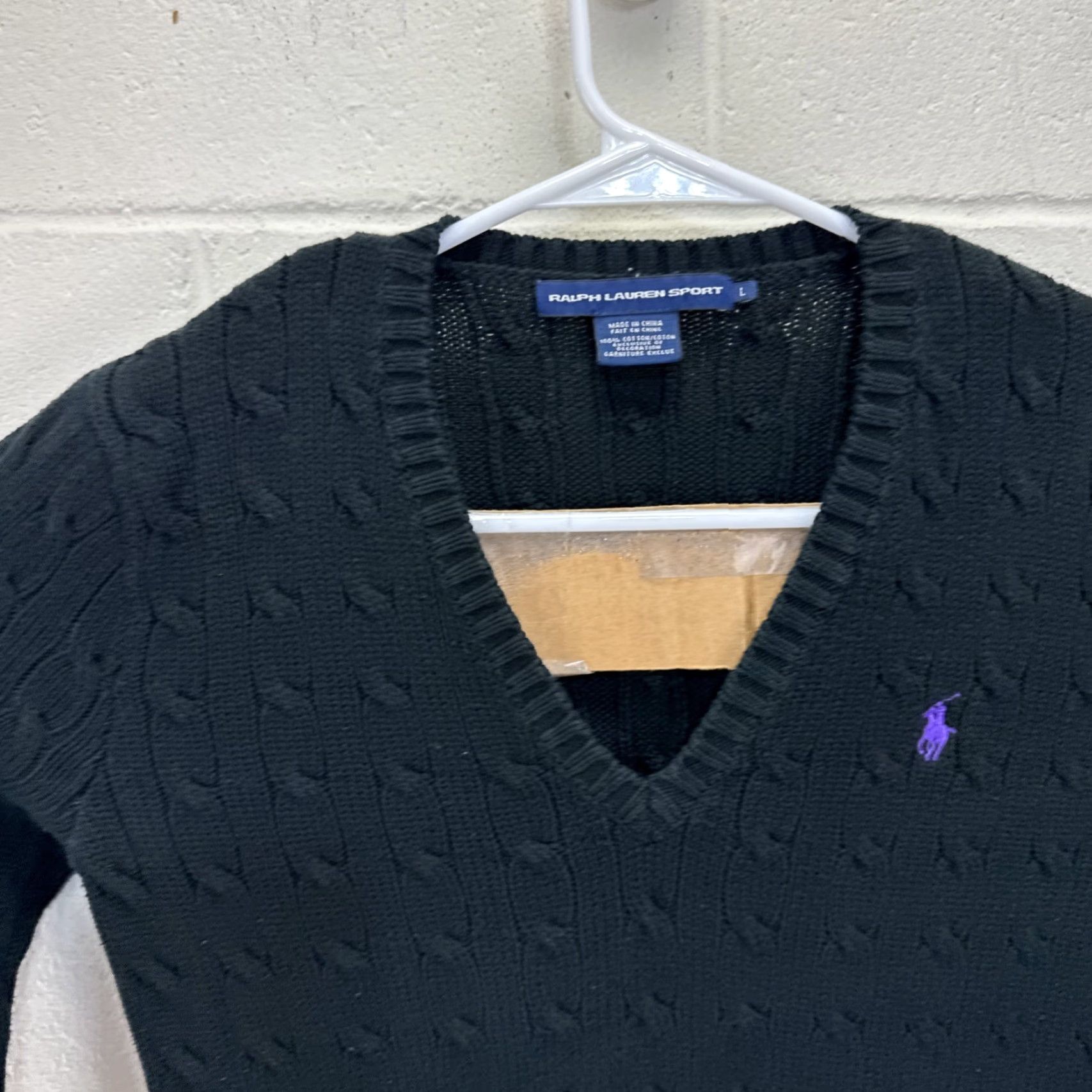 Polo Ralph Lauren VINTAGE Ralph Lauren Sport Black Cable Knit Cotton Sweater Women's Large Y2K Size L / US 10 / IT 46 - 3 Thumbnail
