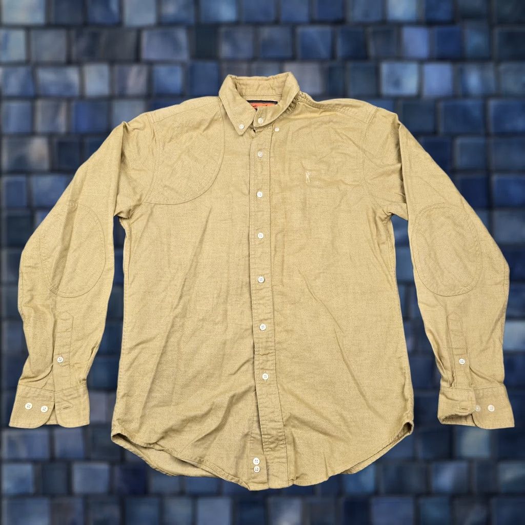 Vintage Ball And Buck Shirt Mens Medium Beige Solid Cotton Long Sleeve Button Up Hunting Size US M / EU 48-50 / 2 - 1 Thumbnail