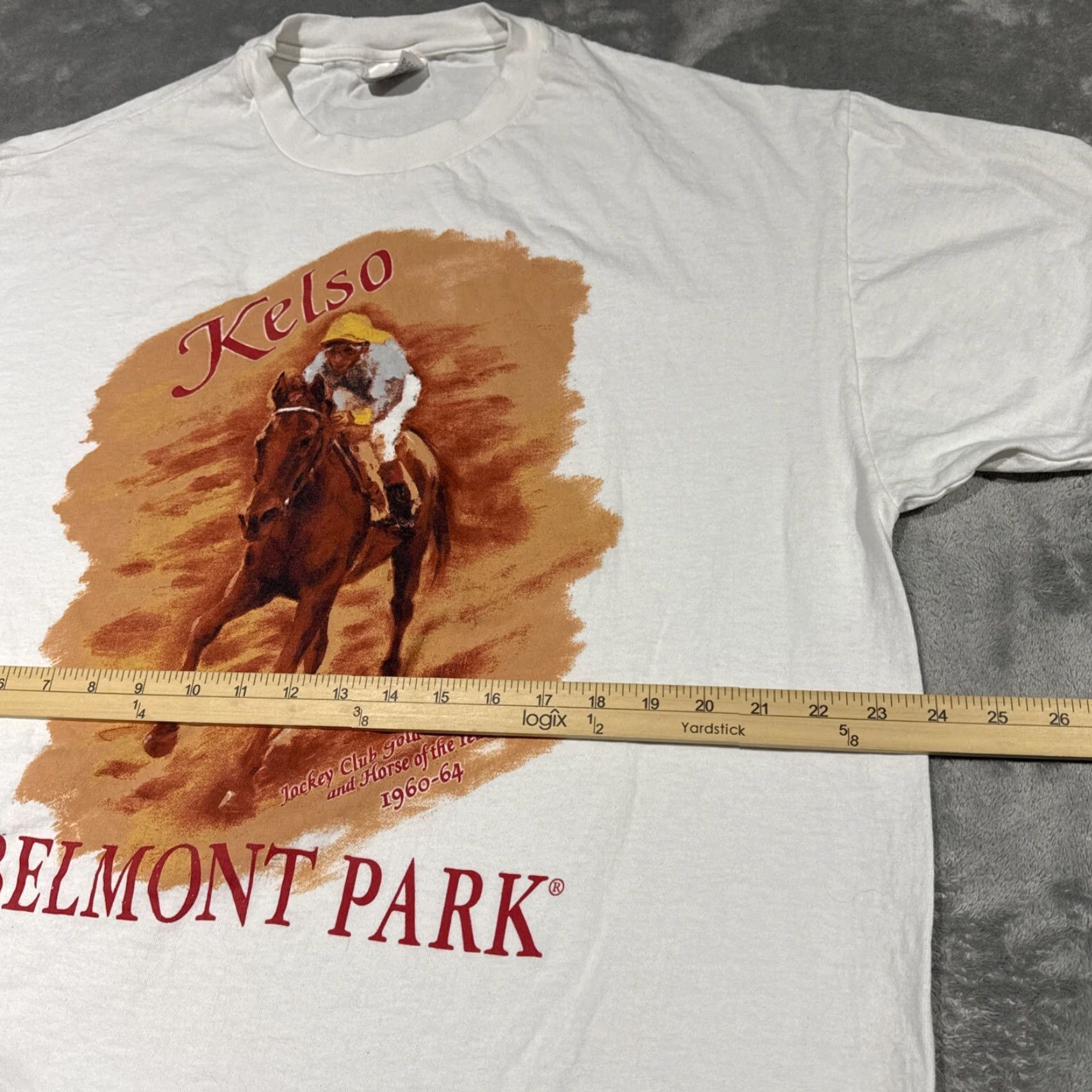 Vintage Kelso Belmont Park Jockey Club Gold Cup Winner 1960-64 Adult White XL TShirt Size US XL / EU 56 / 4 - 5 Thumbnail