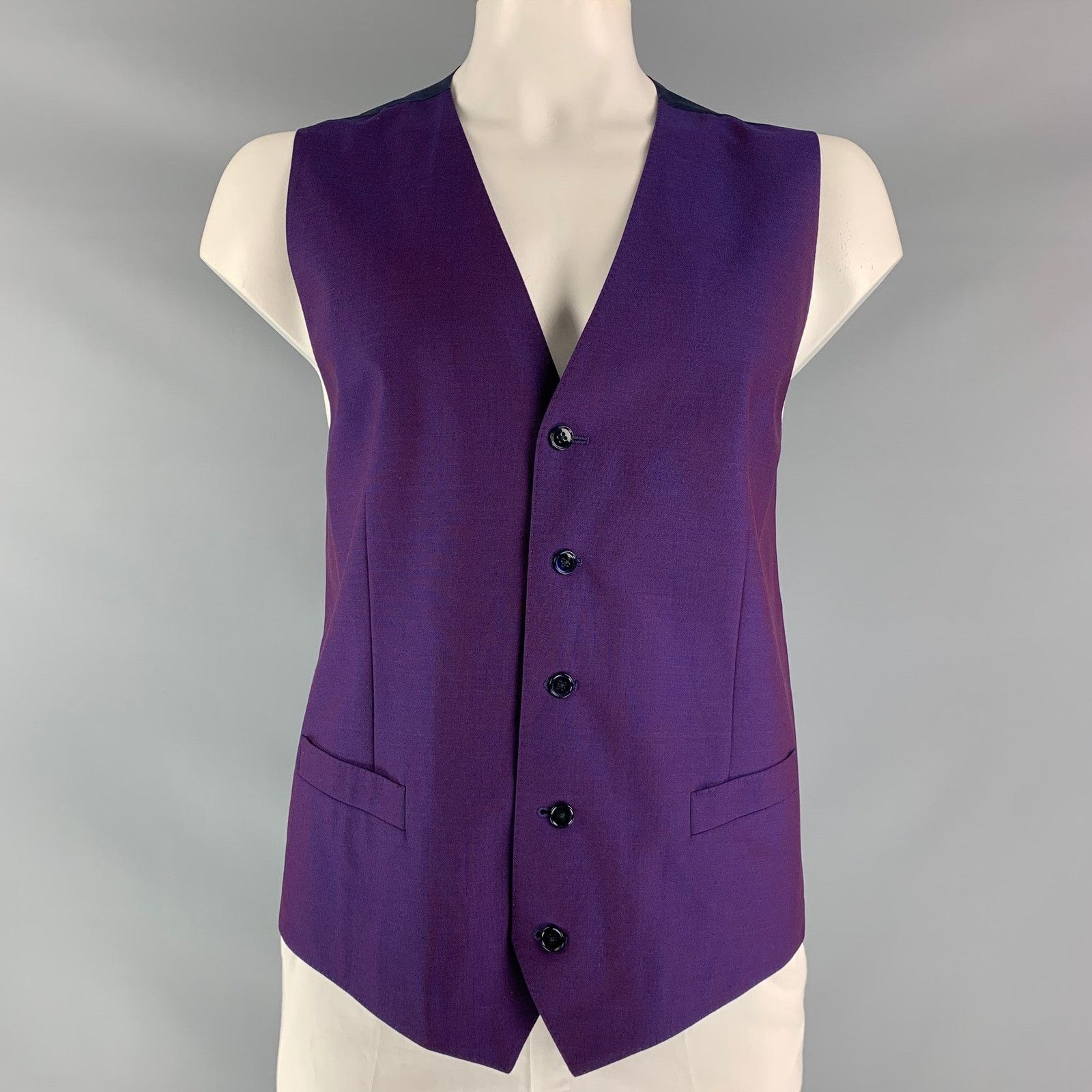 Dolce & Gabbana Size 46 Iridescent Wool & Mohair Buttoned Vest Size 46R - 1 Thumbnail