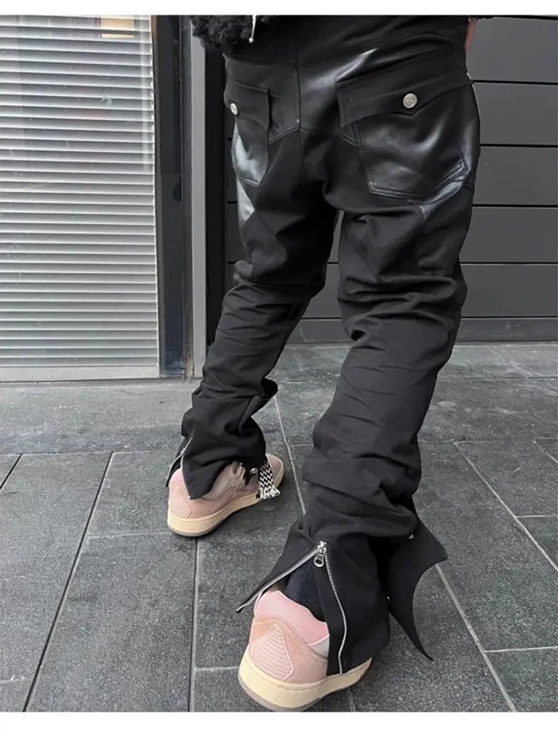 Japanese Brand Patchwork Faux Multiple Zippers Jeans Trousers Leather Pants Size US 32 / EU 48 - 6 Thumbnail