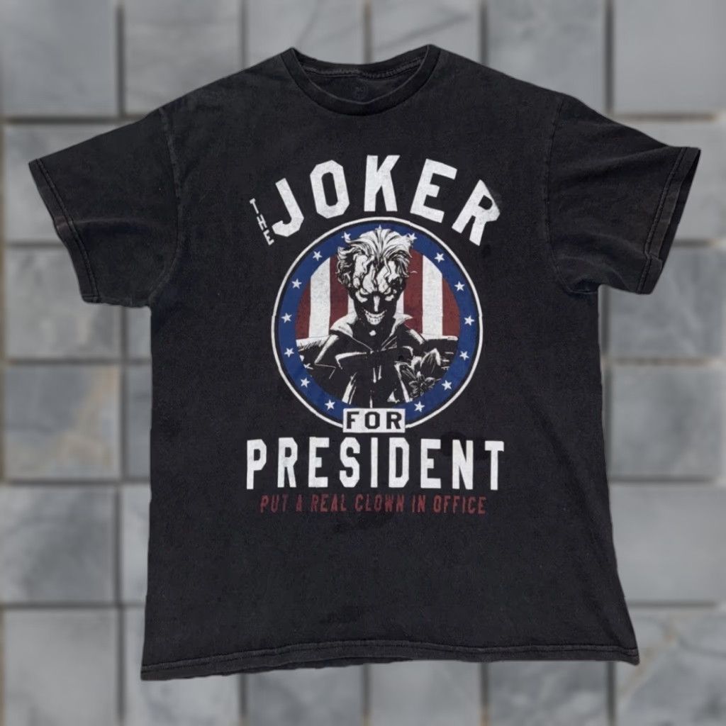 DC Comics VINTAGE Joker For President Graphic T-Shirt Black Men’s Large DC Comics Shirt Mens Large Graphic Print 2000s Villain Comics Size US L / EU 52-54 / 3 - 1 Thumbnail