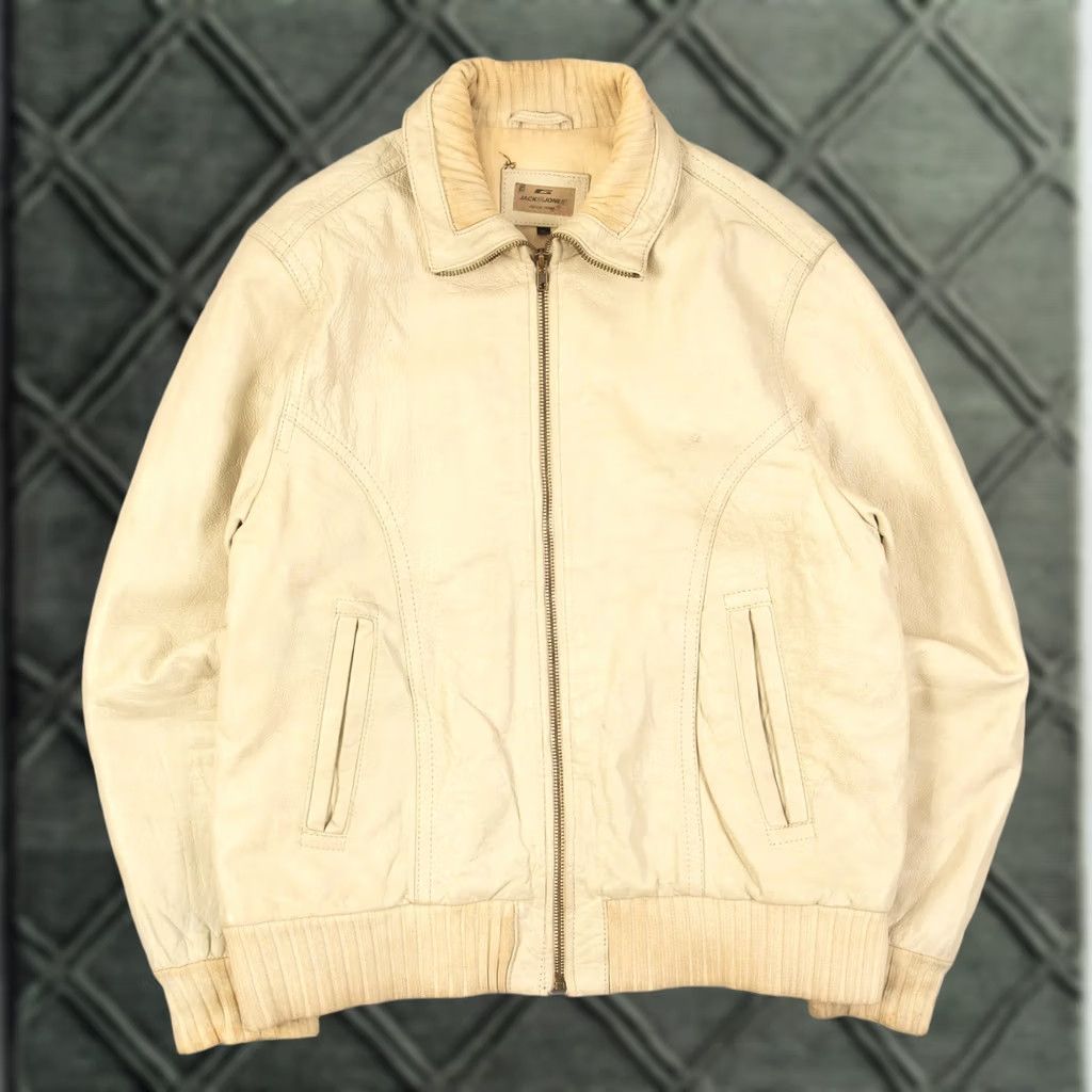 Vintage VINTAGE Leather Bomber Jacket XL Men's Cream Americana Jacket Size US XL / EU 56 / 4 - 1 Thumbnail