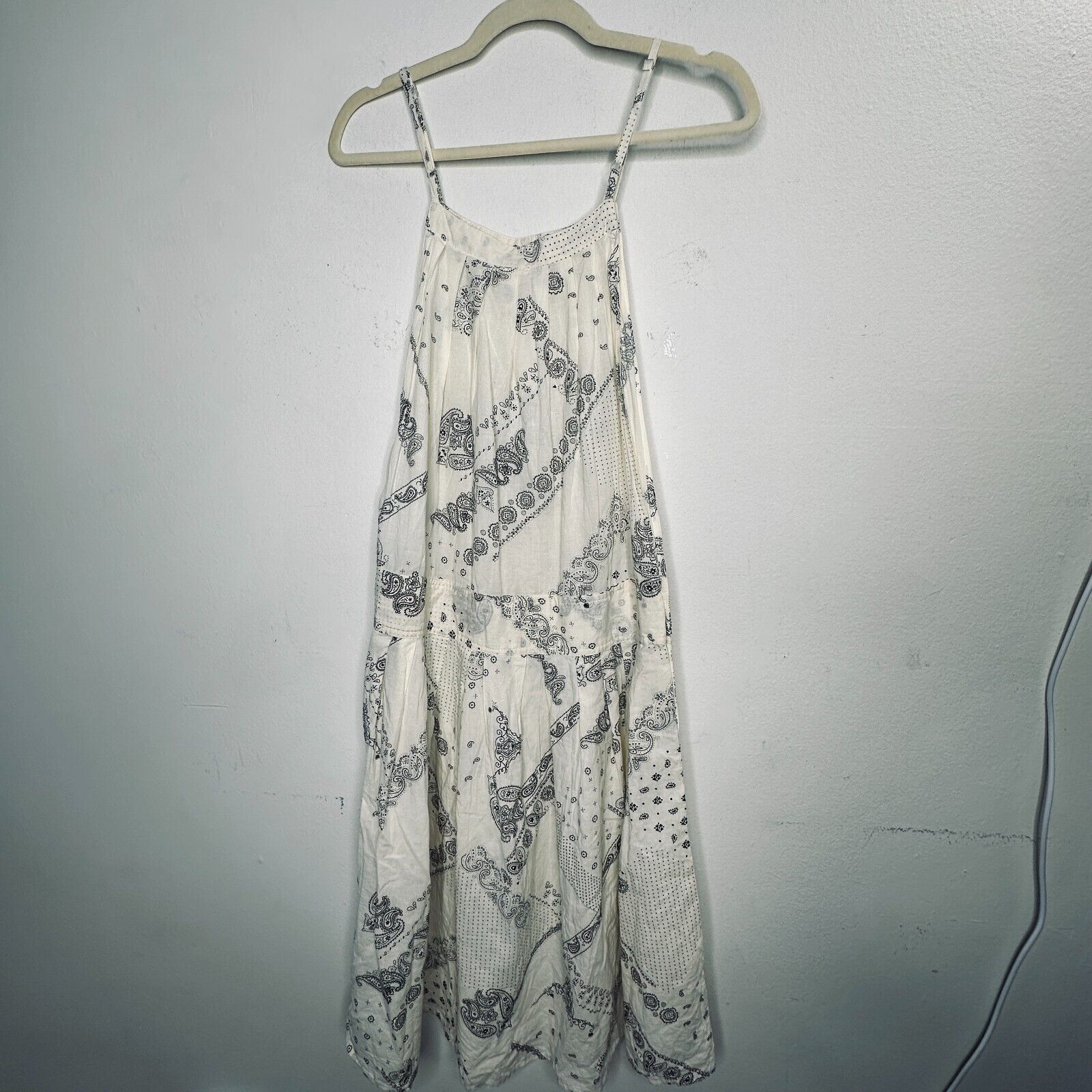 Anthropologie Anthro Cream Black Ruffle Spaghetti Strap Pleated Dress M Size M / US 6-8 / IT 42-44 - 5 Thumbnail