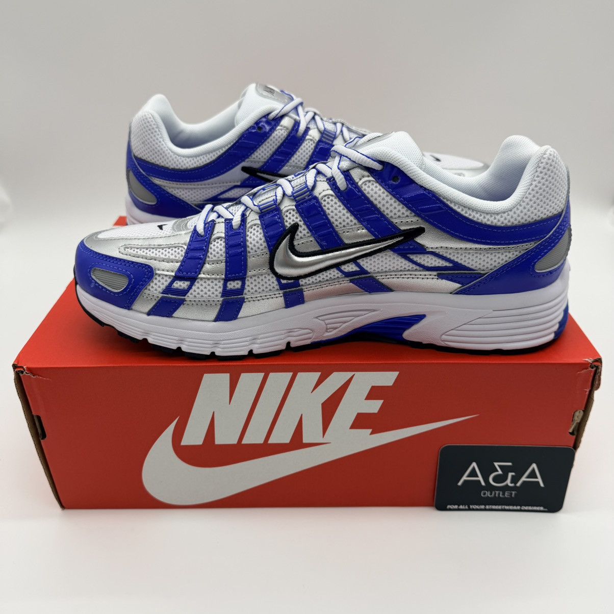 Nike Nike P-6000 White/Racer Blue/Metallic Silver US 10.5 New Size US 10.5 / EU 43-44 - 2 Thumbnail