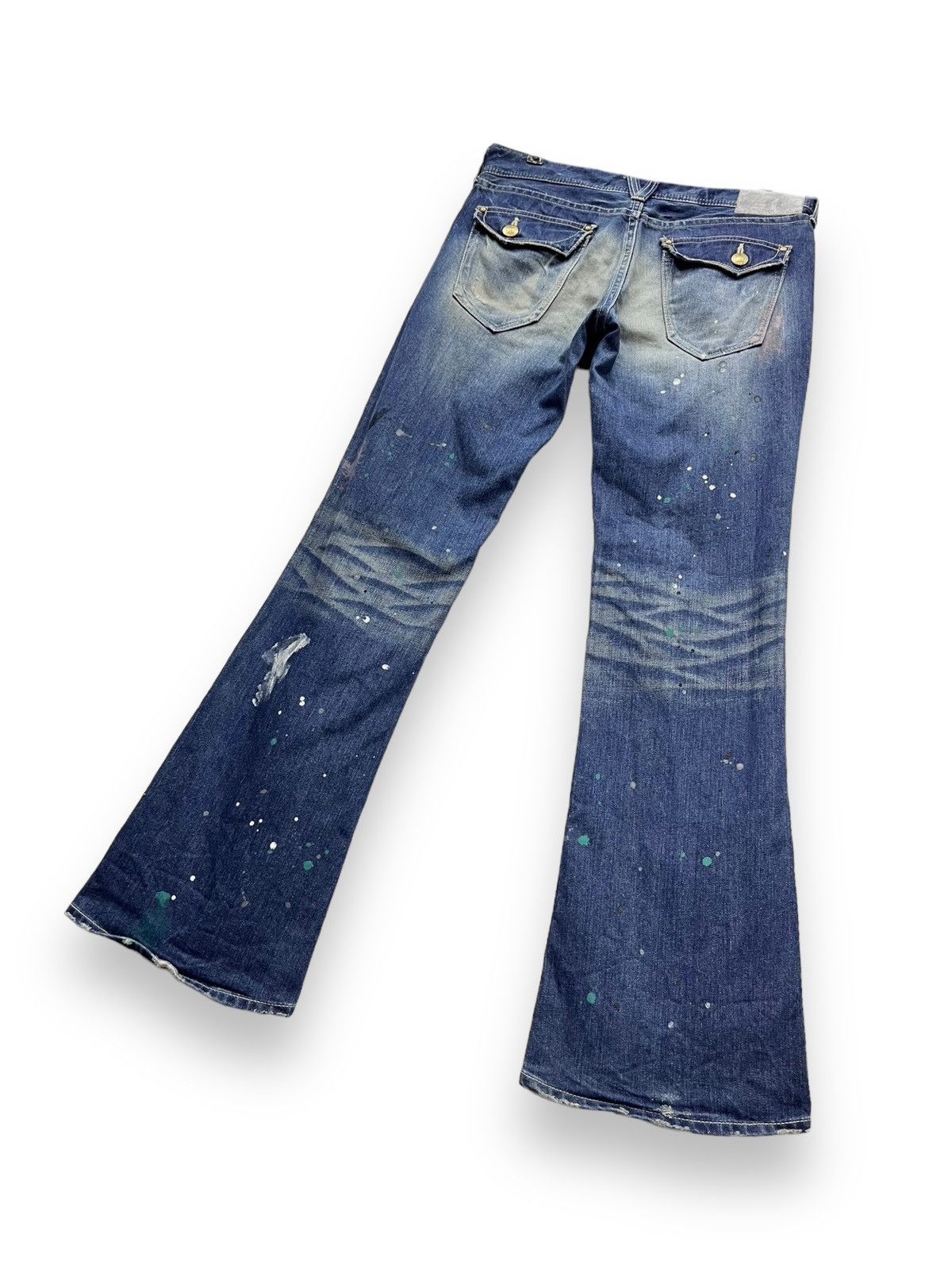 Vanquish 🔥VANQUISH FLARE“SEX IS HEAVEN” MudMax Ripped Splatter Denim Size US 31 - 7 Thumbnail