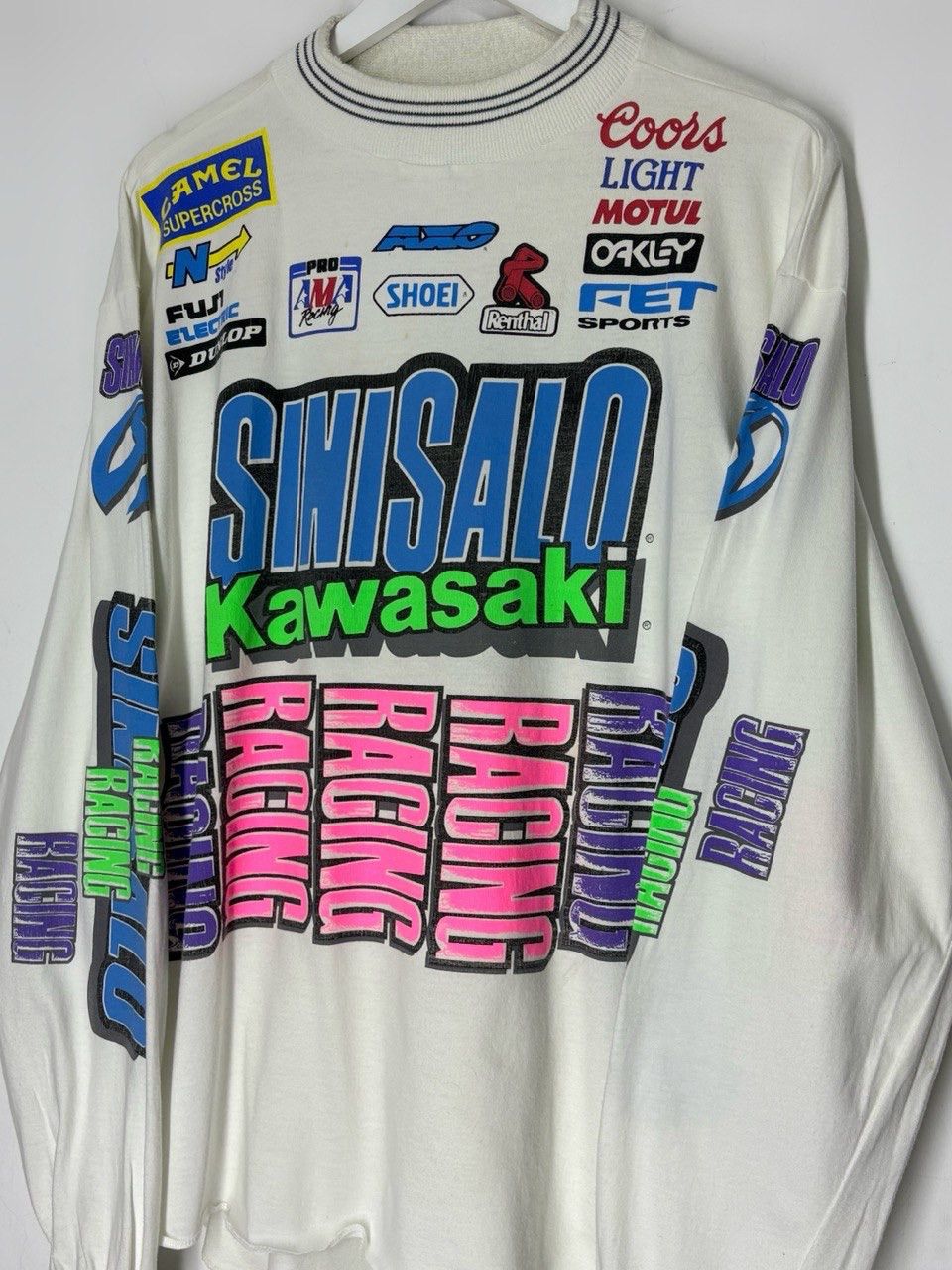Other Vintage Sinisalo Kawasaki Racing Motocross Long Sleeve Shirt Size US XL / EU 56 / 4 - 3 Thumbnail
