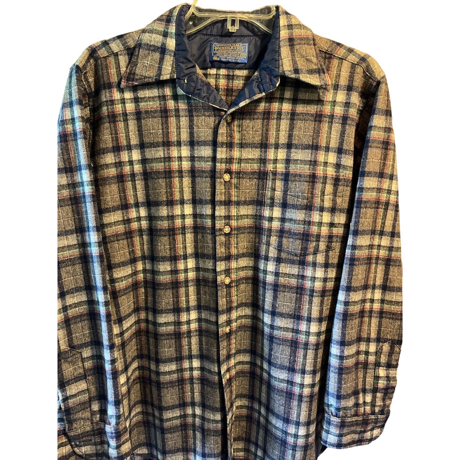 Pendleton Pendleton Mens Medium Gray Plaid Wool Flannel Slim Fit Shirt Size US M / EU 48-50 / 2 - 1 Thumbnail