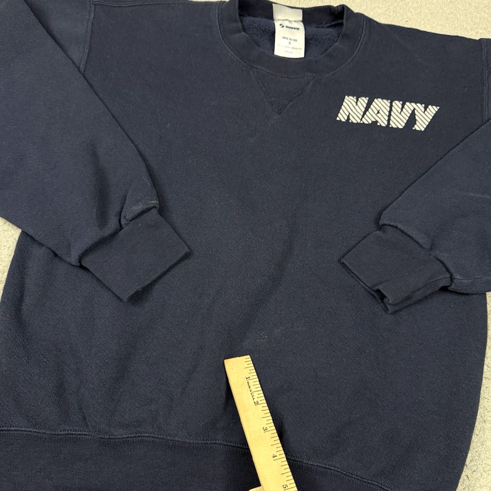 Soffe VINTAGE Soffe Navy Sweatshirt Mens Small Blue Military Issued Pullover Crew Neck Graphic Print 90s USA America Patriotic USA Navy | Sweatshirt | Mens Size US S / EU 44-46 / 1 - 7 Thumbnail
