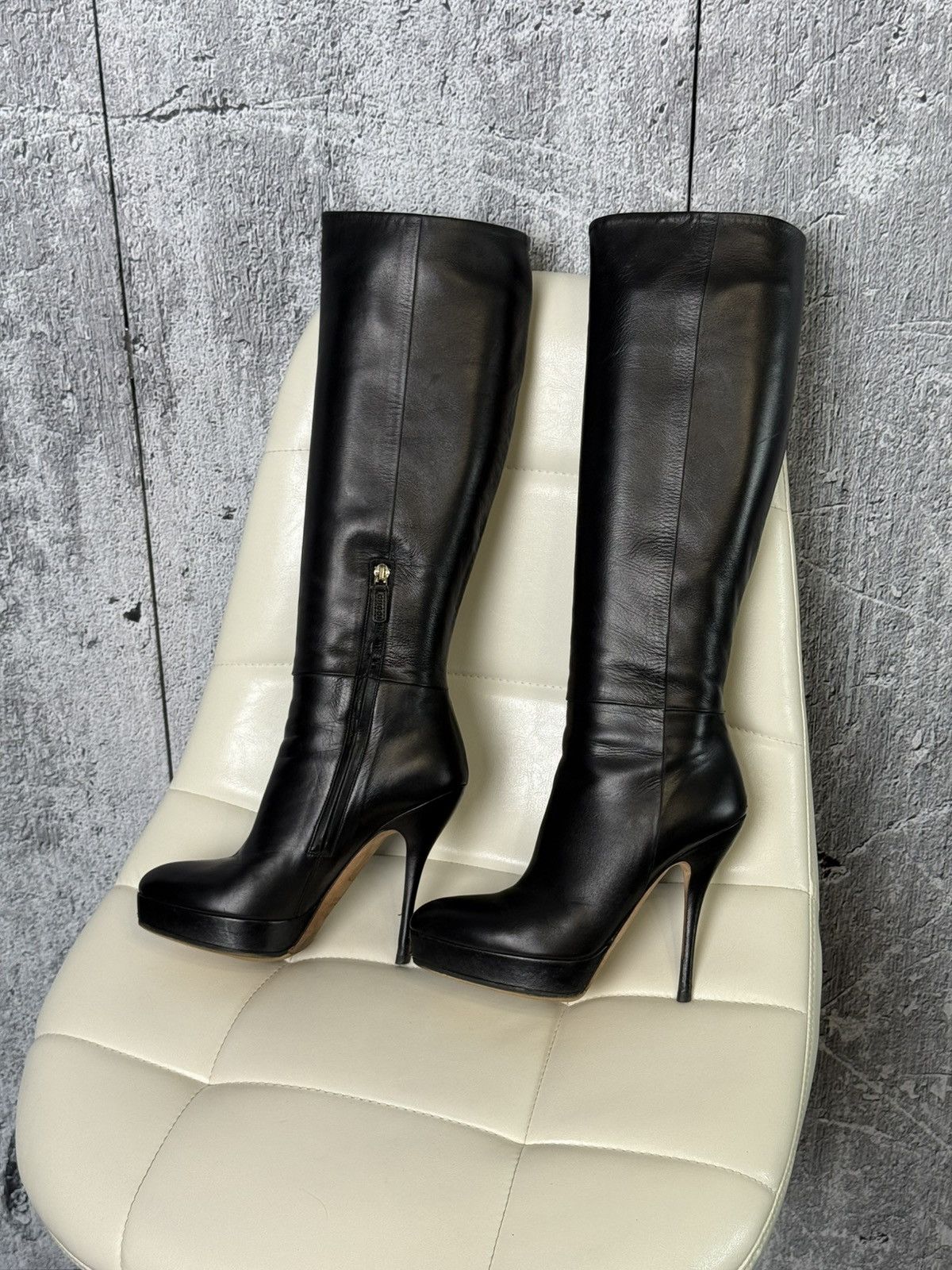 Gucci Gucci Charlotte Leather Knee Platform Stiletto Heel Zip Boot Size US 6.5 / IT 36.5 - 1 Thumbnail