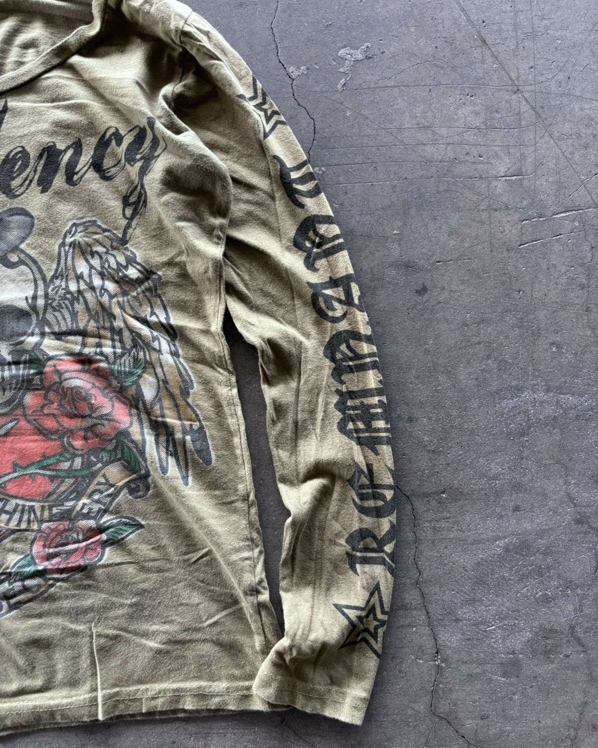 Japanese Brand Ed Hardy Style Male Vkei Skull Wings Poem Y2k Longsleeve Size US M / EU 48-50 / 2 - 2 Thumbnail