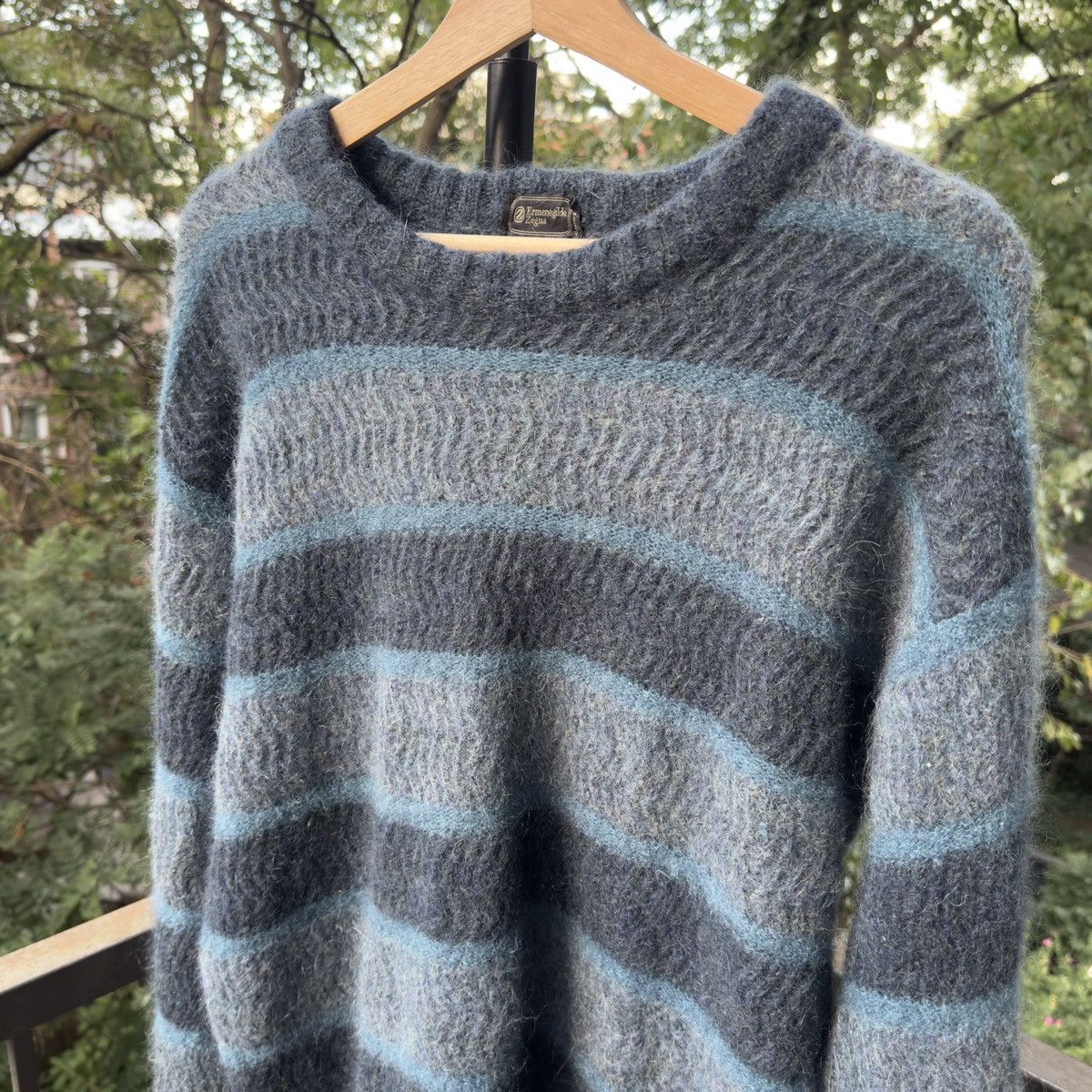 Ermenegildo Zegna Vintage Zegna Blue Mohair Sweater ERD Grunge Faded Size US XL / EU 56 / 4 - 3 Thumbnail